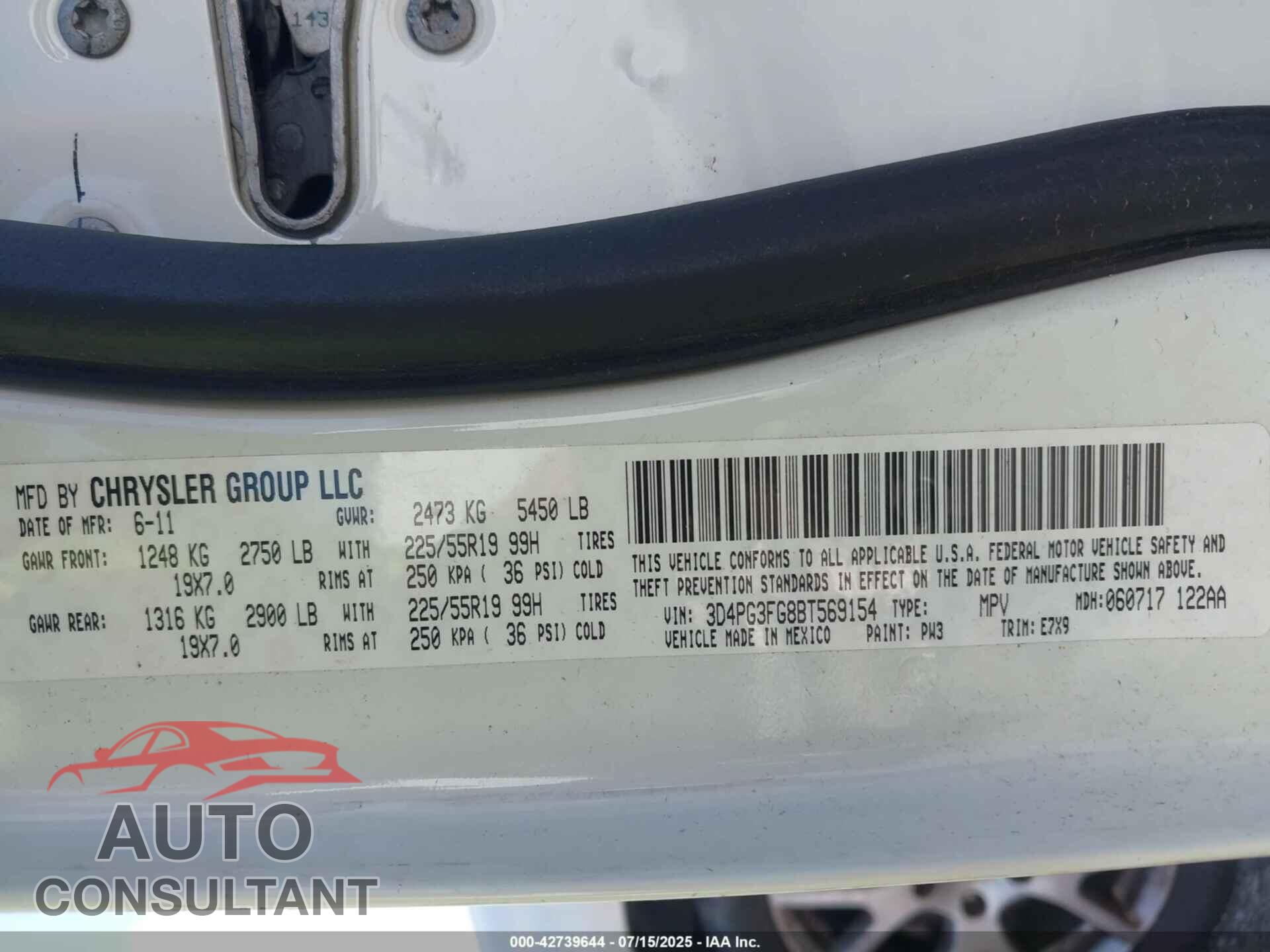 DODGE JOURNEY 2011 - 3D4PG3FG8BT569154