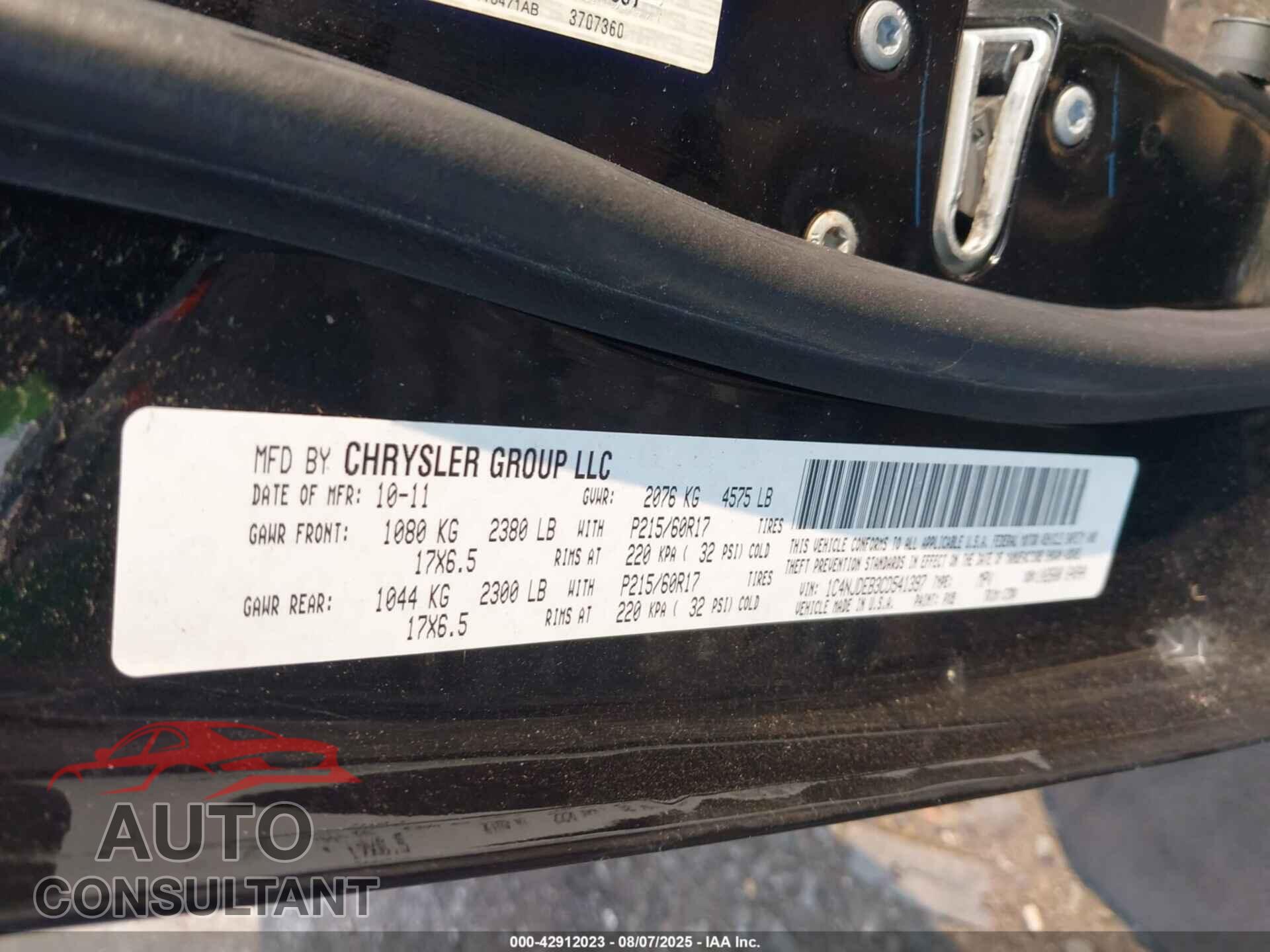 JEEP COMPASS 2012 - 1C4NJDEB3CD541397
