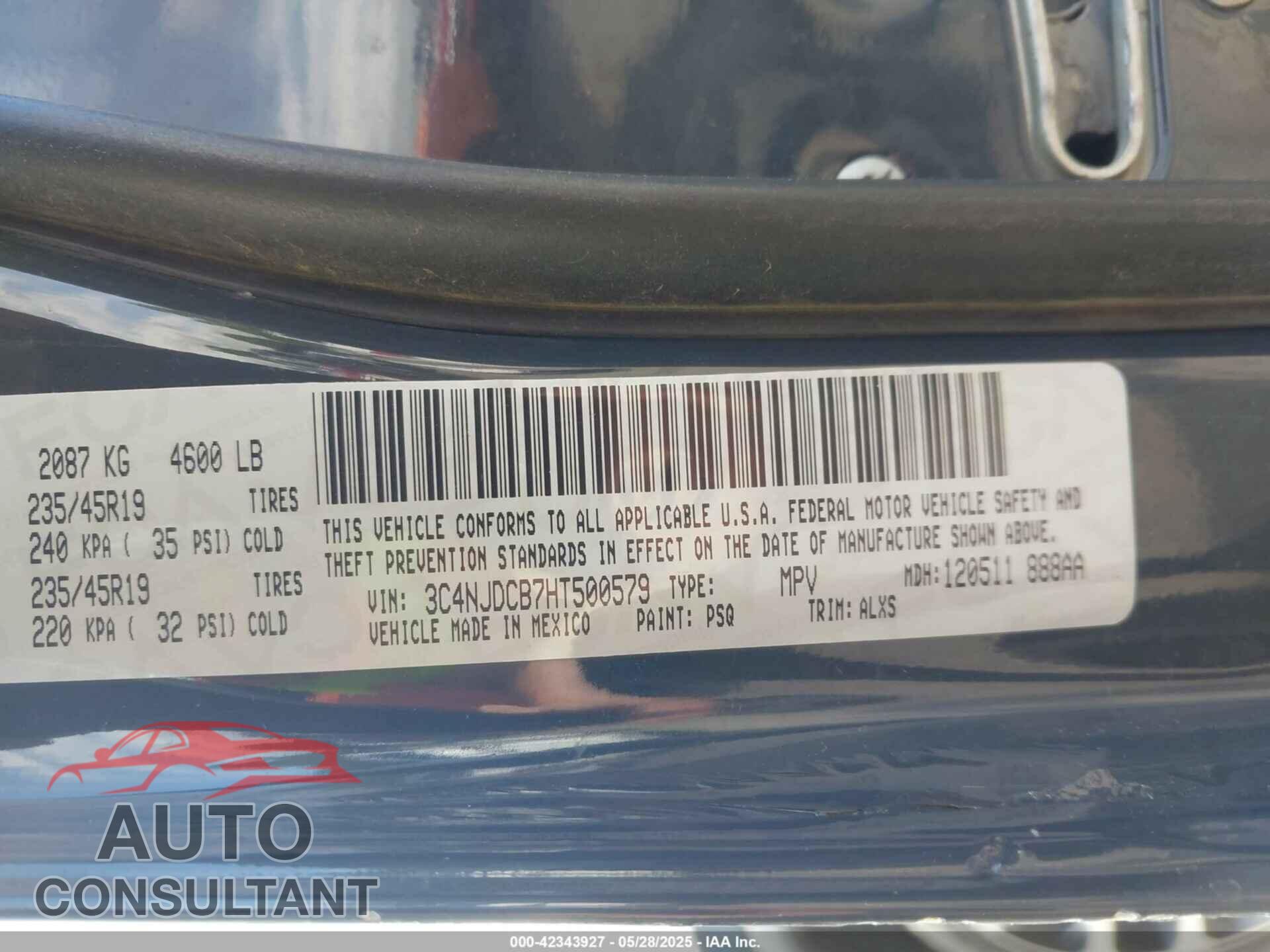 JEEP NEW COMPASS 2017 - 3C4NJDCB7HT500579