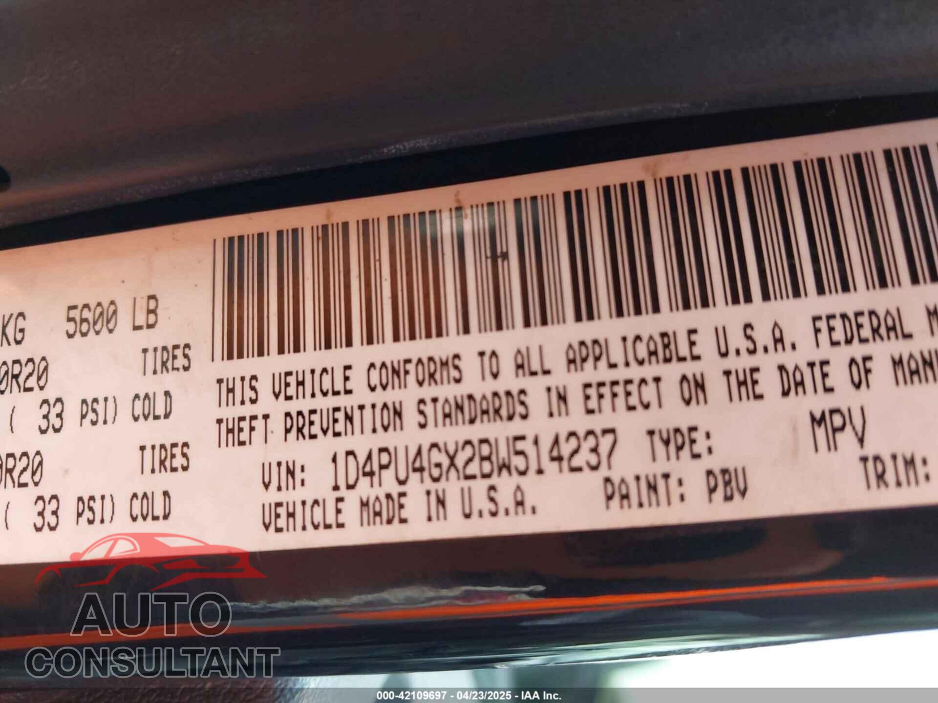 DODGE NITRO 2011 - 1D4PU4GX2BW514237