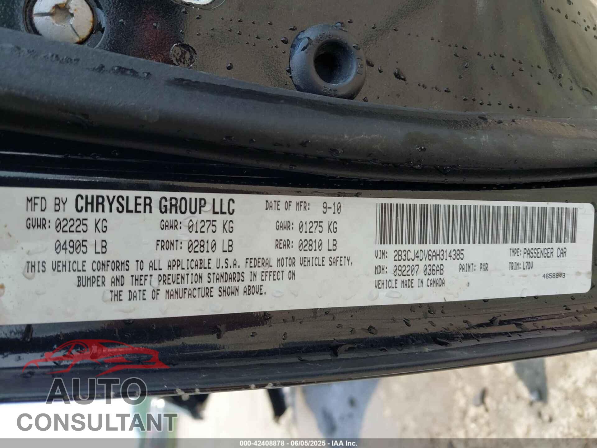 DODGE CHALLENGER 2010 - 2B3CJ4DV6AH314385