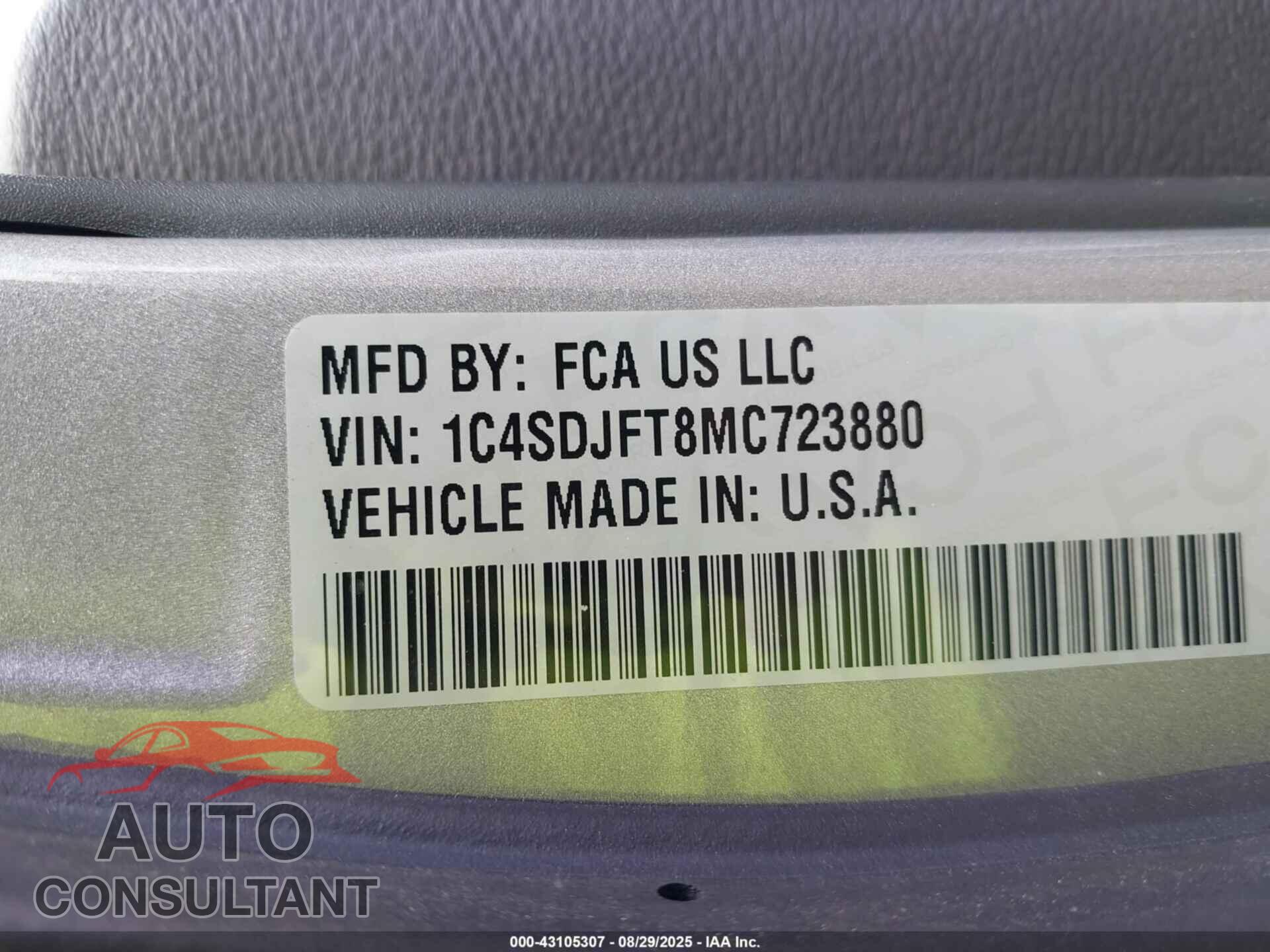 DODGE DURANGO 2021 - 1C4SDJFT8MC723880