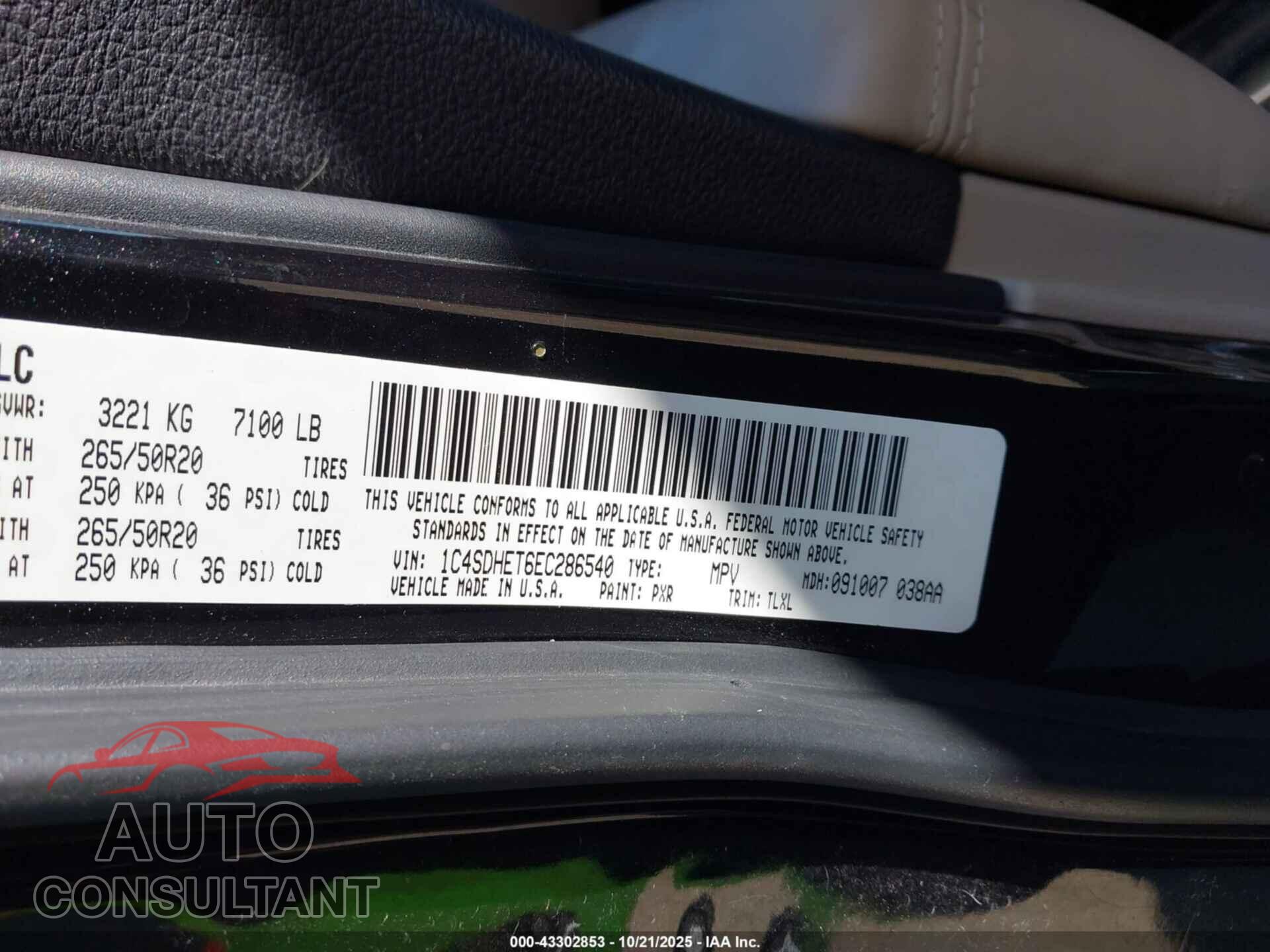 DODGE DURANGO 2014 - 1C4SDHET6EC286540