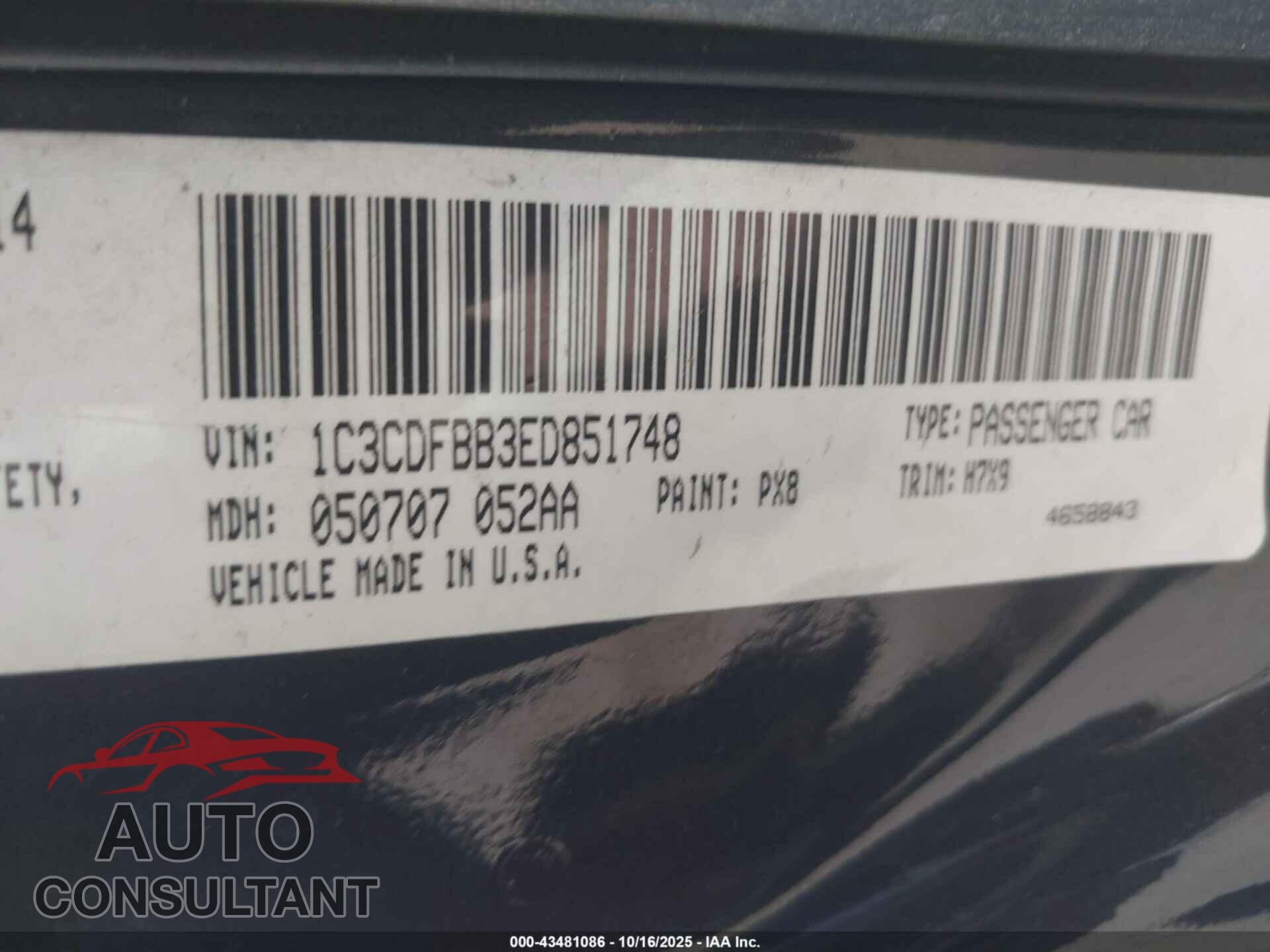 DODGE DART 2014 - 1C3CDFBB3ED851748