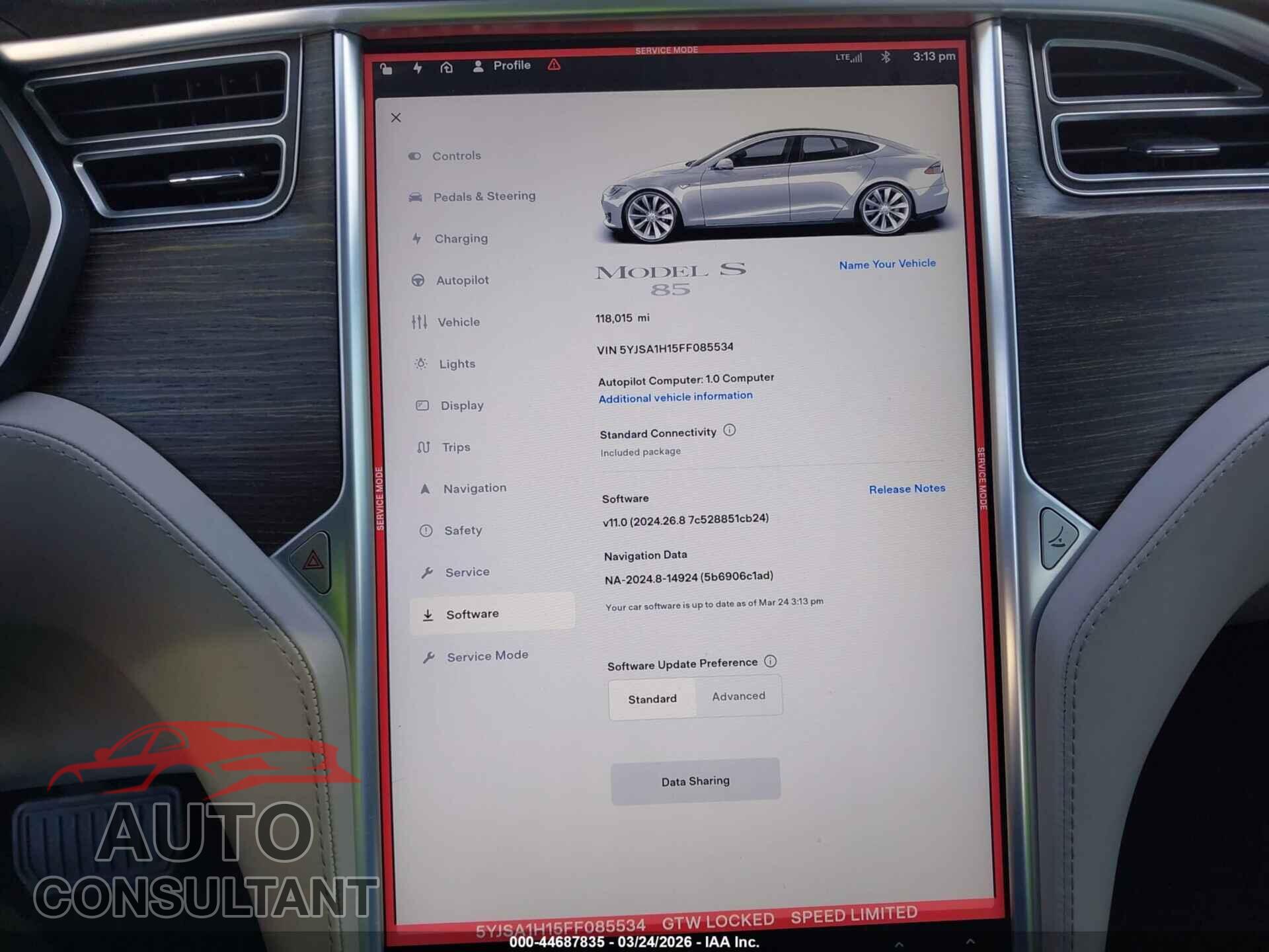 TESLA MODEL S 2015 - 5YJSA1H15FF085534