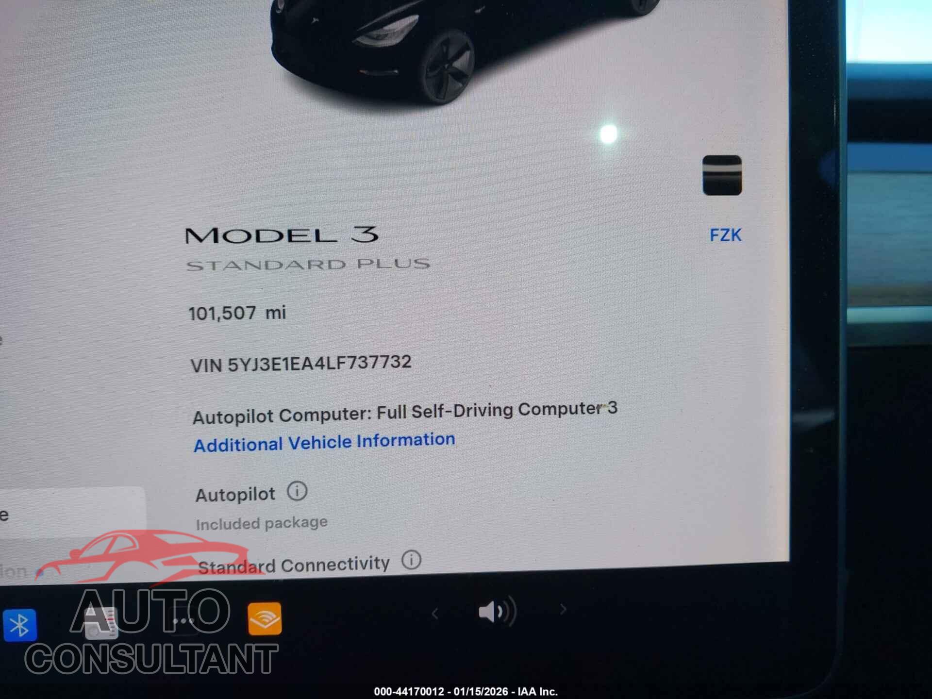 TESLA MODEL 3 2020 - 5YJ3E1EA4LF737732