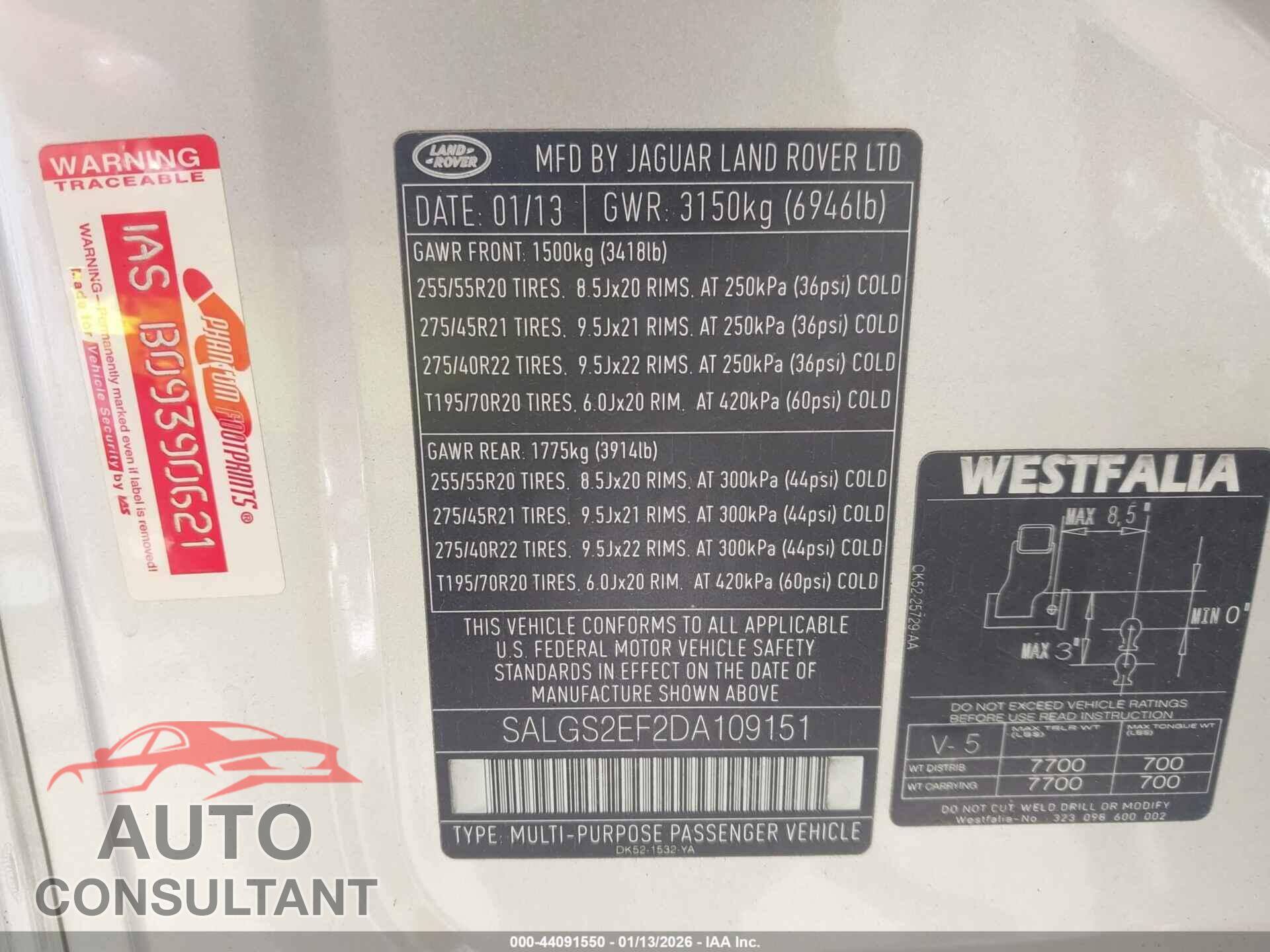 LAND ROVER RANGE ROVER 2013 - SALGS2EF2DA109151