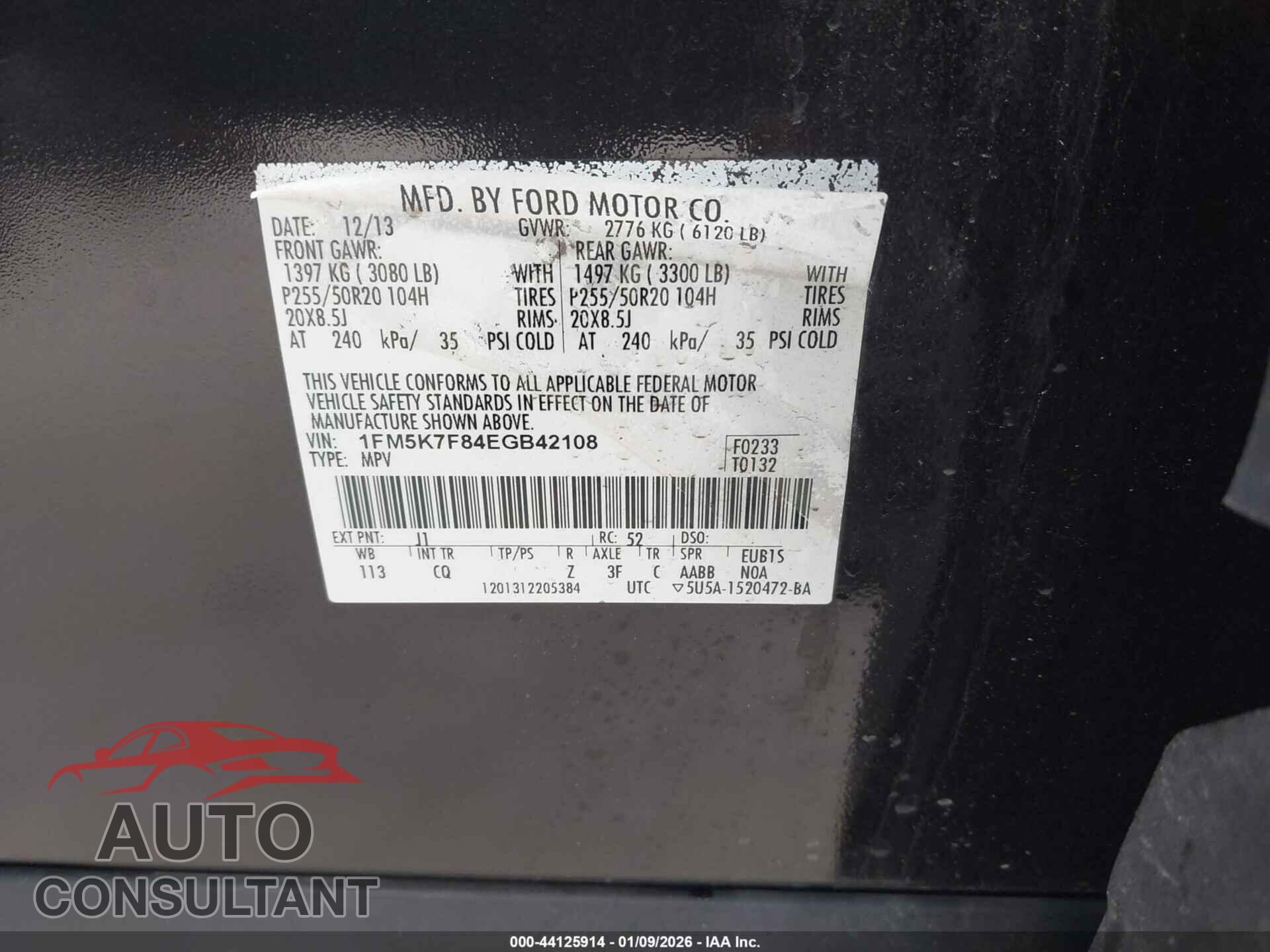 FORD EXPLORER 2014 - 1FM5K7F84EGB42108