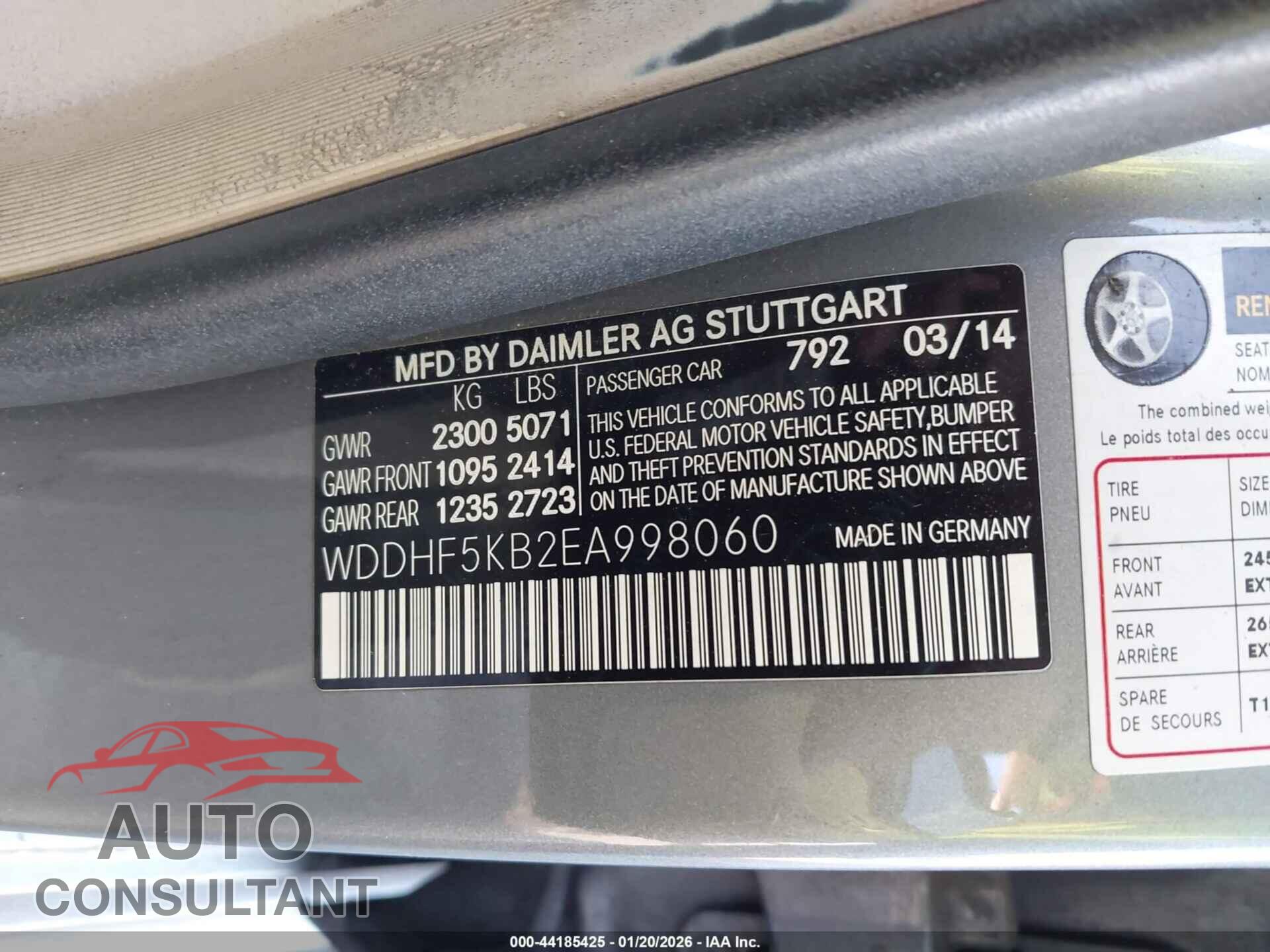 MERCEDES-BENZ E 350 2014 - WDDHF5KB2EA998060
