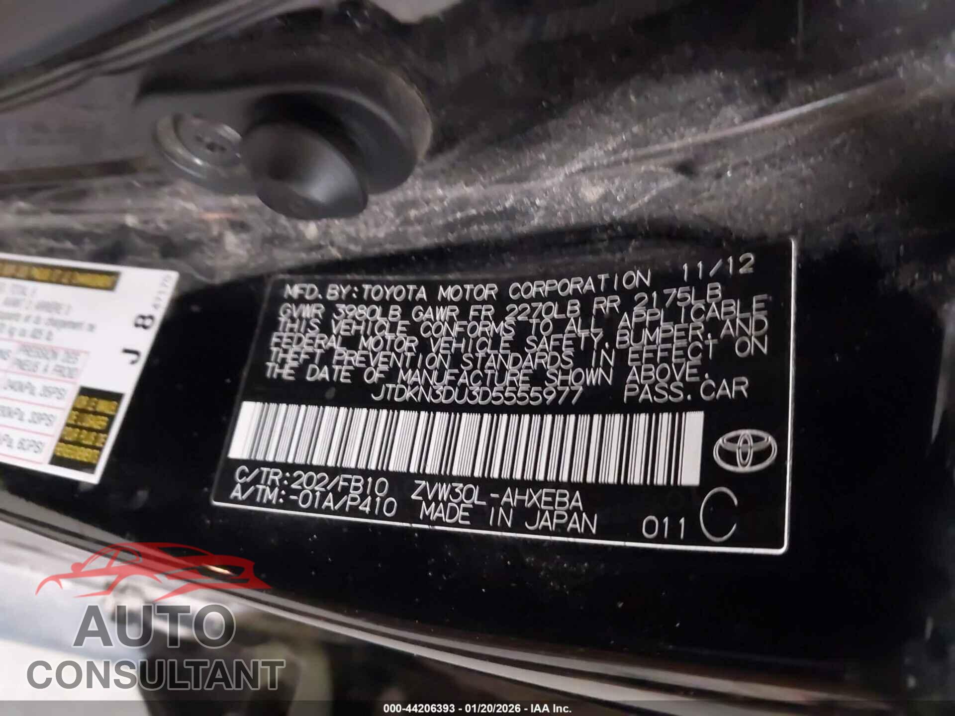 TOYOTA PRIUS 2013 - JTDKN3DU3D5555977
