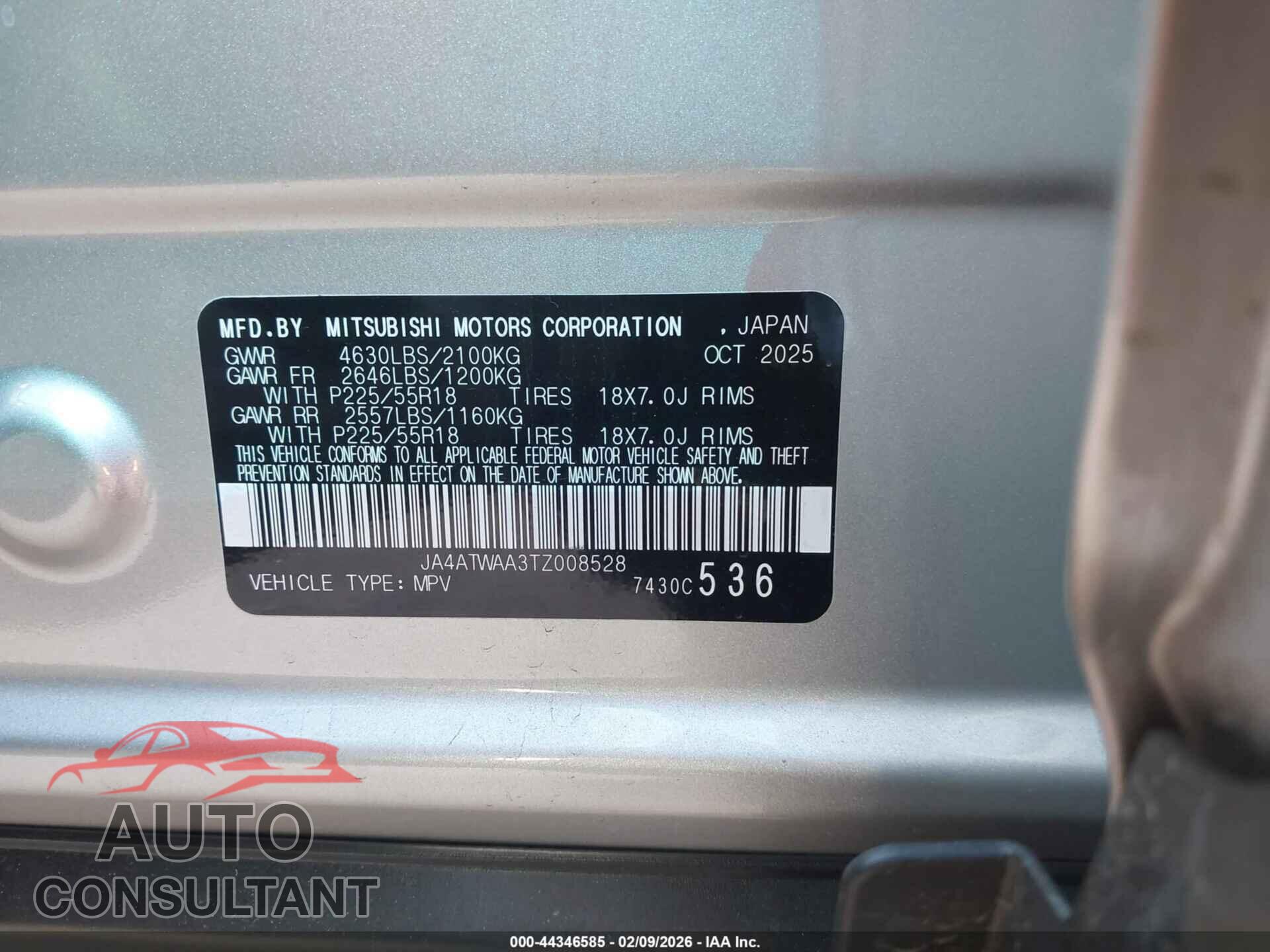 MITSUBISHI ECLIPSE CROSS 2026 - JA4ATWAA3TZ008528