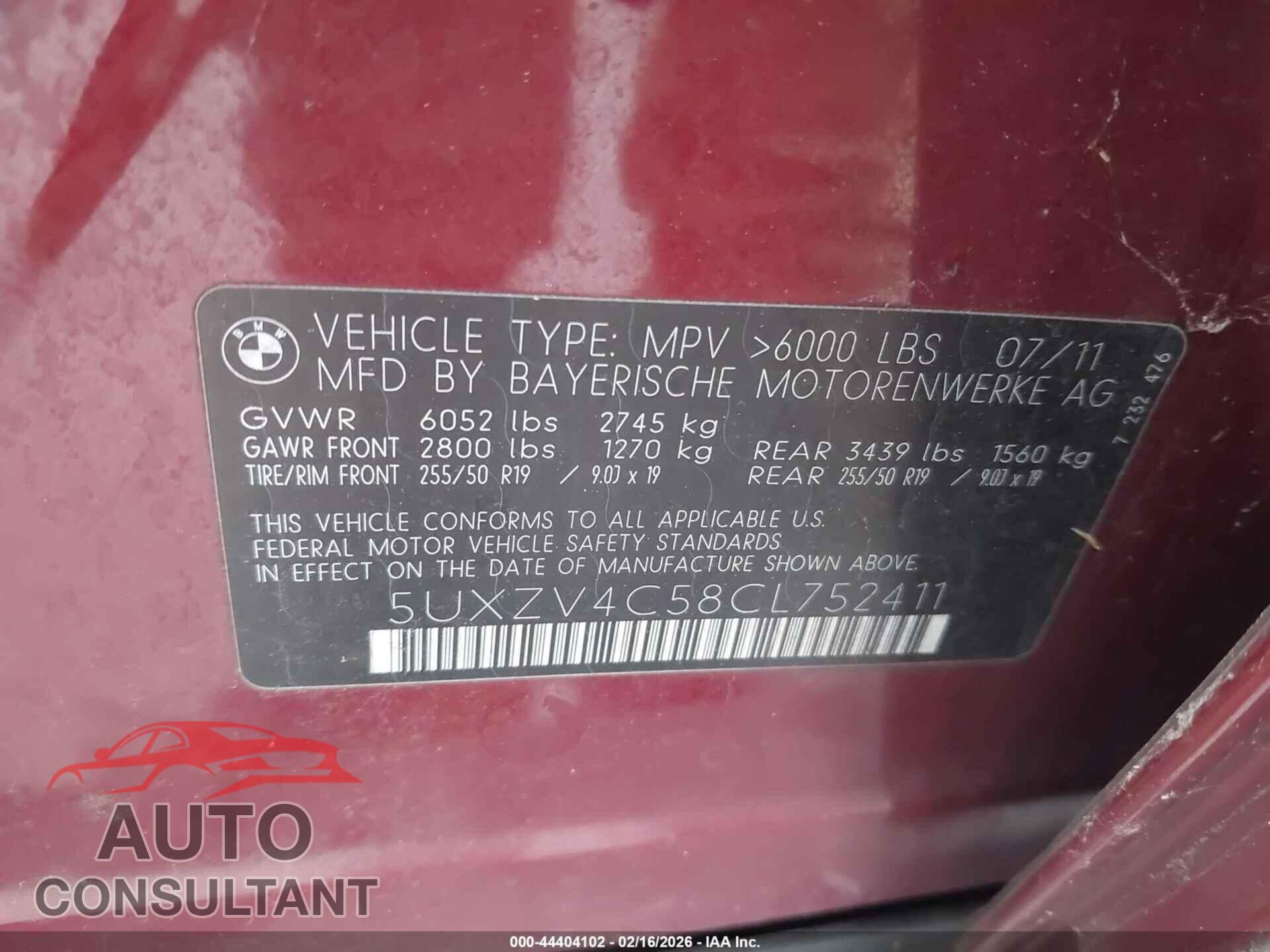 BMW X5 2012 - 5UXZV4C58CL752411