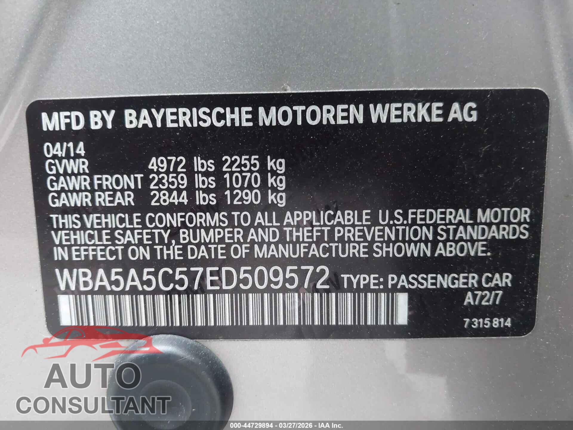 BMW 528I 2014 - WBA5A5C57ED509572