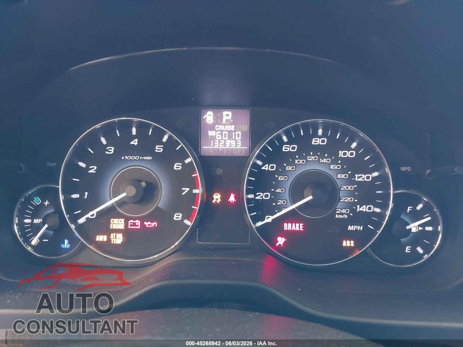 SUBARU OUTBACK 2012 - 4S4BRBCC7C3206480