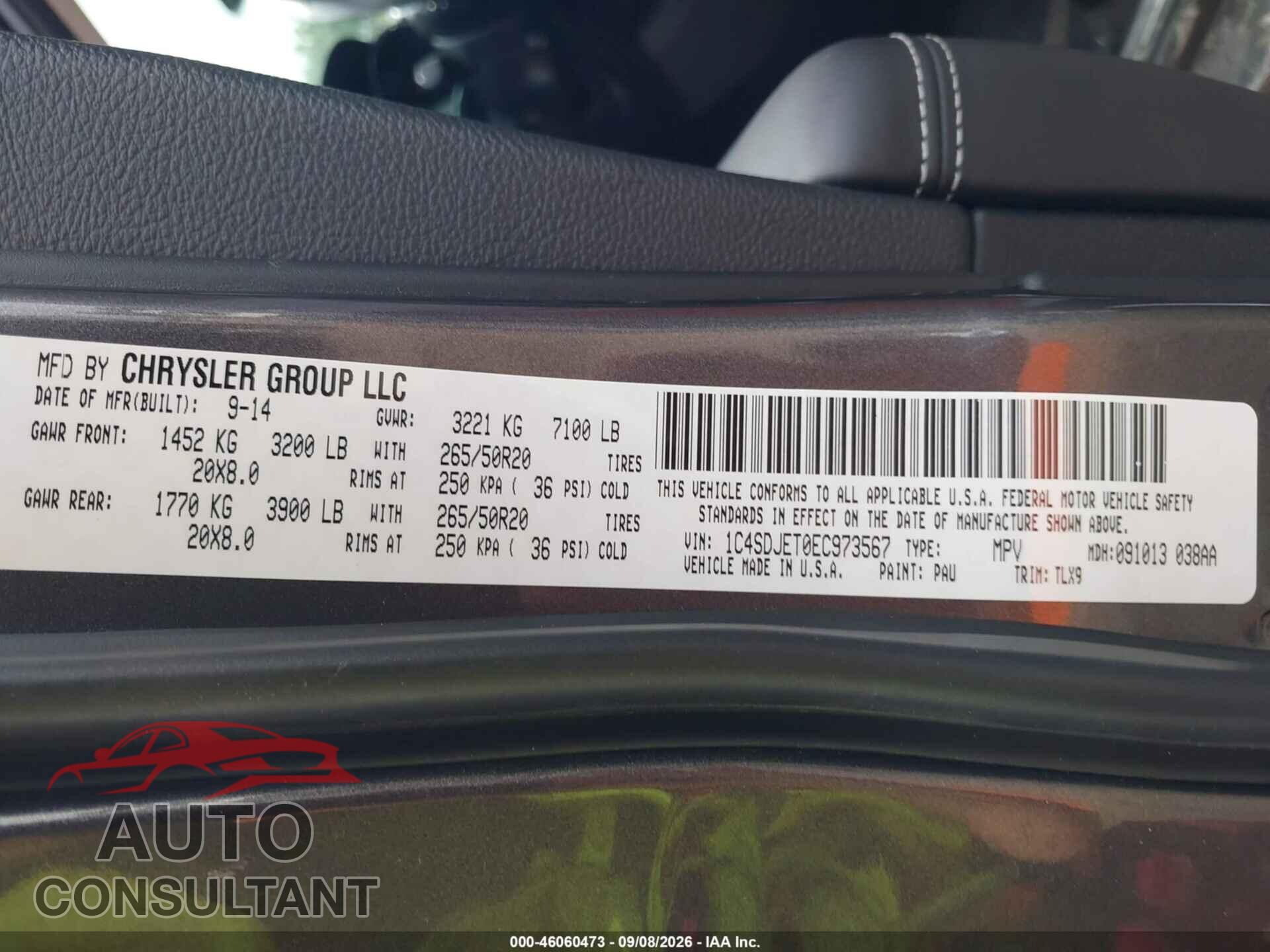 DODGE DURANGO 2014 - 1C4SDJET0EC973567