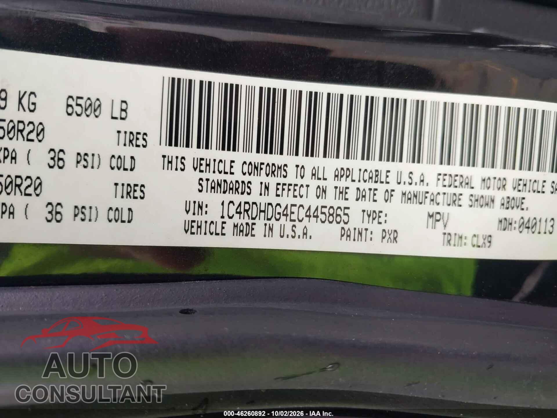 DODGE DURANGO 2014 - 1C4RDHDG4EC445865