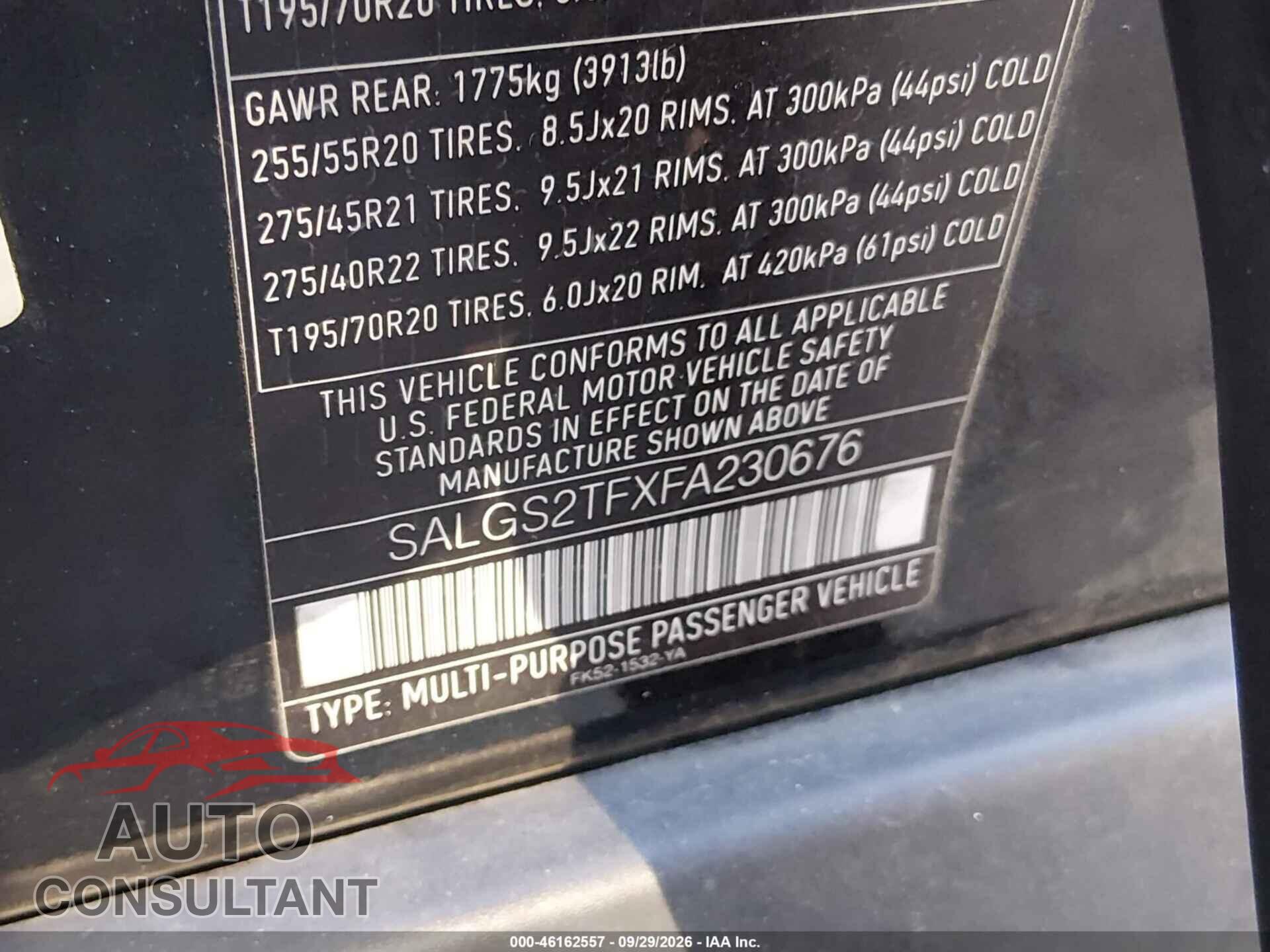 LAND ROVER RANGE ROVER 2015 - SALGS2TFXFA230676