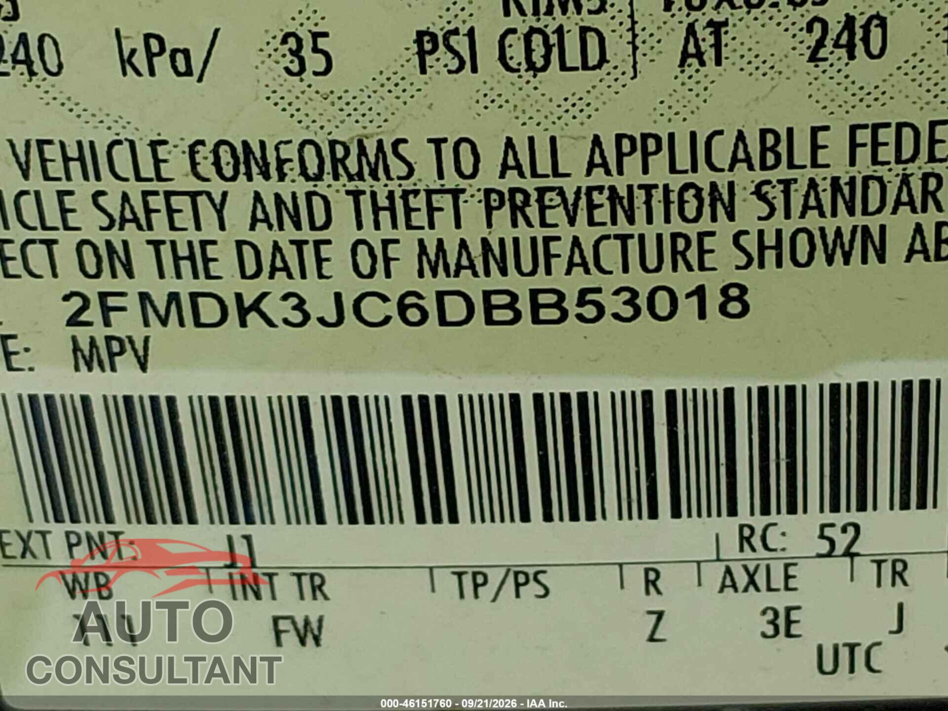 FORD EDGE 2013 - 2FMDK3JC6DBB53018