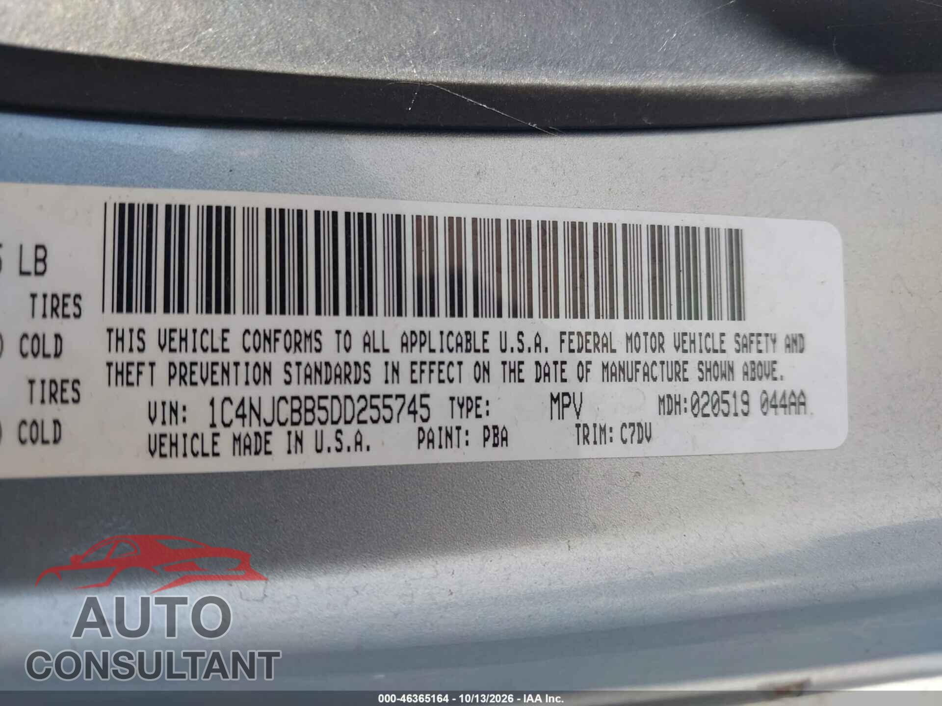 JEEP COMPASS 2013 - 1C4NJCBB5DD255745