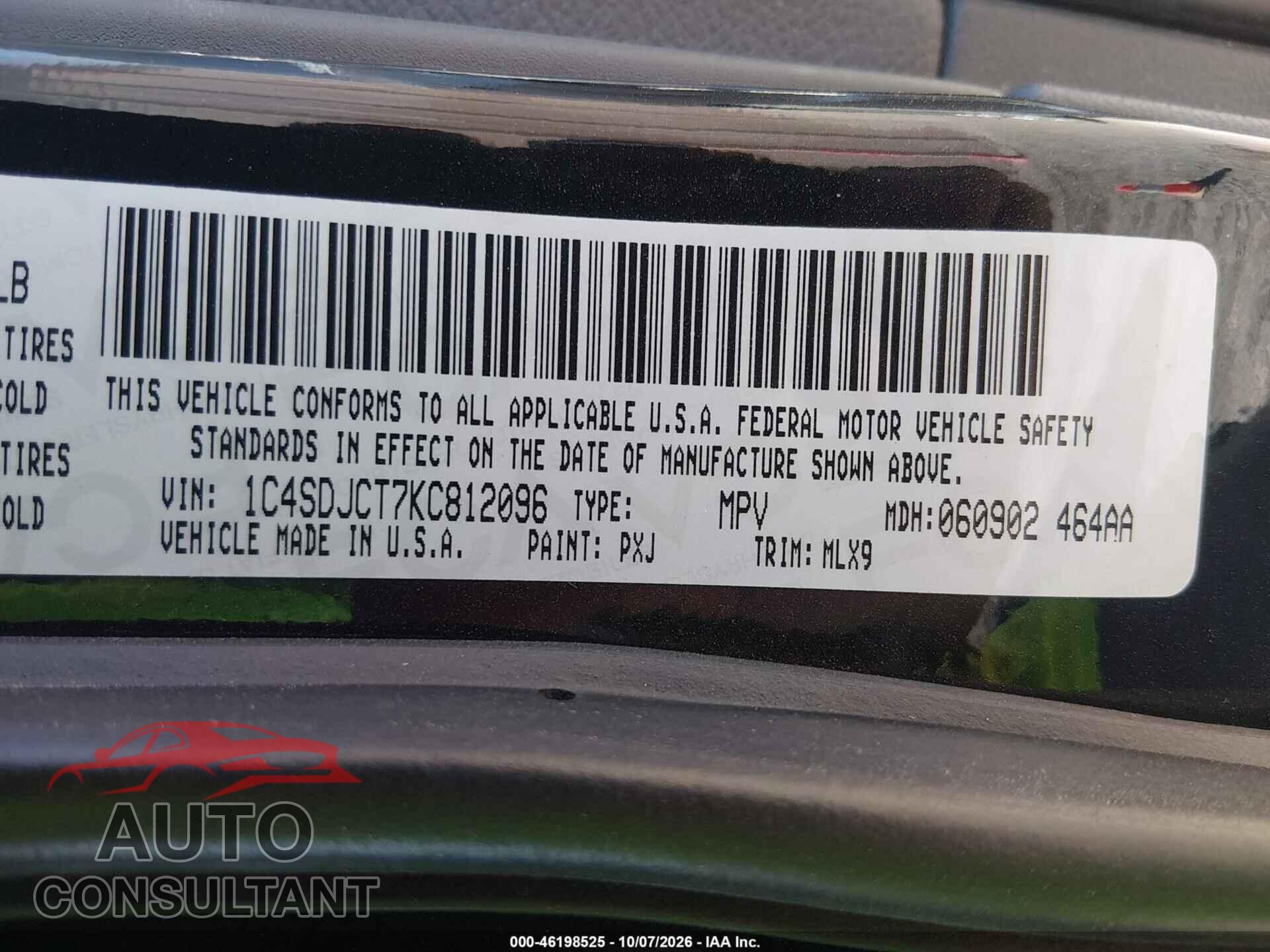 DODGE DURANGO 2019 - 1C4SDJCT7KC812096