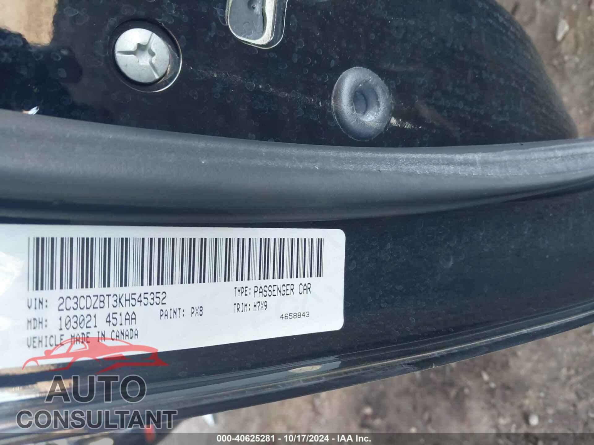 DODGE CHALLENGER 2019 - 2C3CDZBT3KH545352