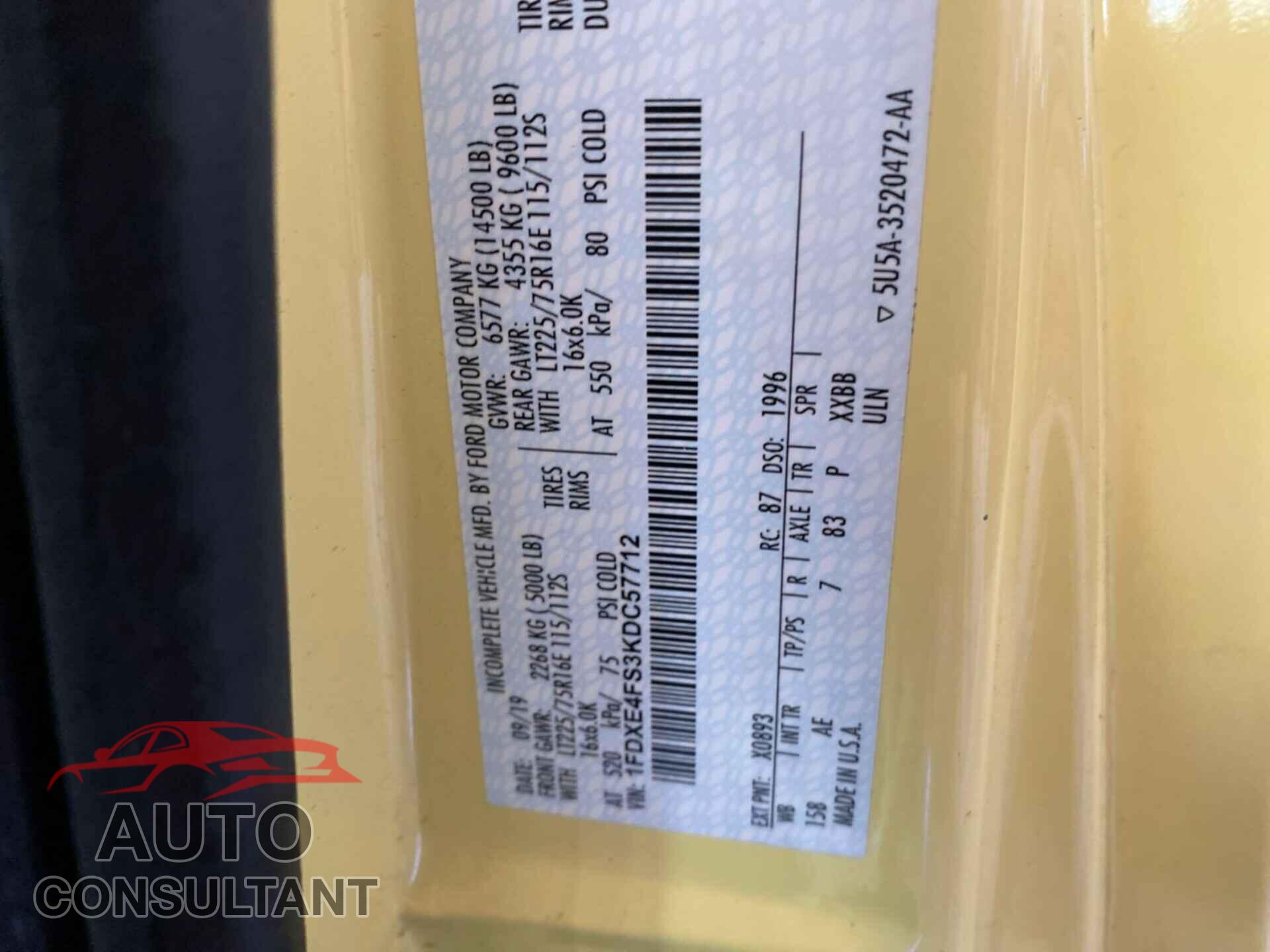 FORD ECONOLINE 2019 - 1FDXE4FS3KDC57712