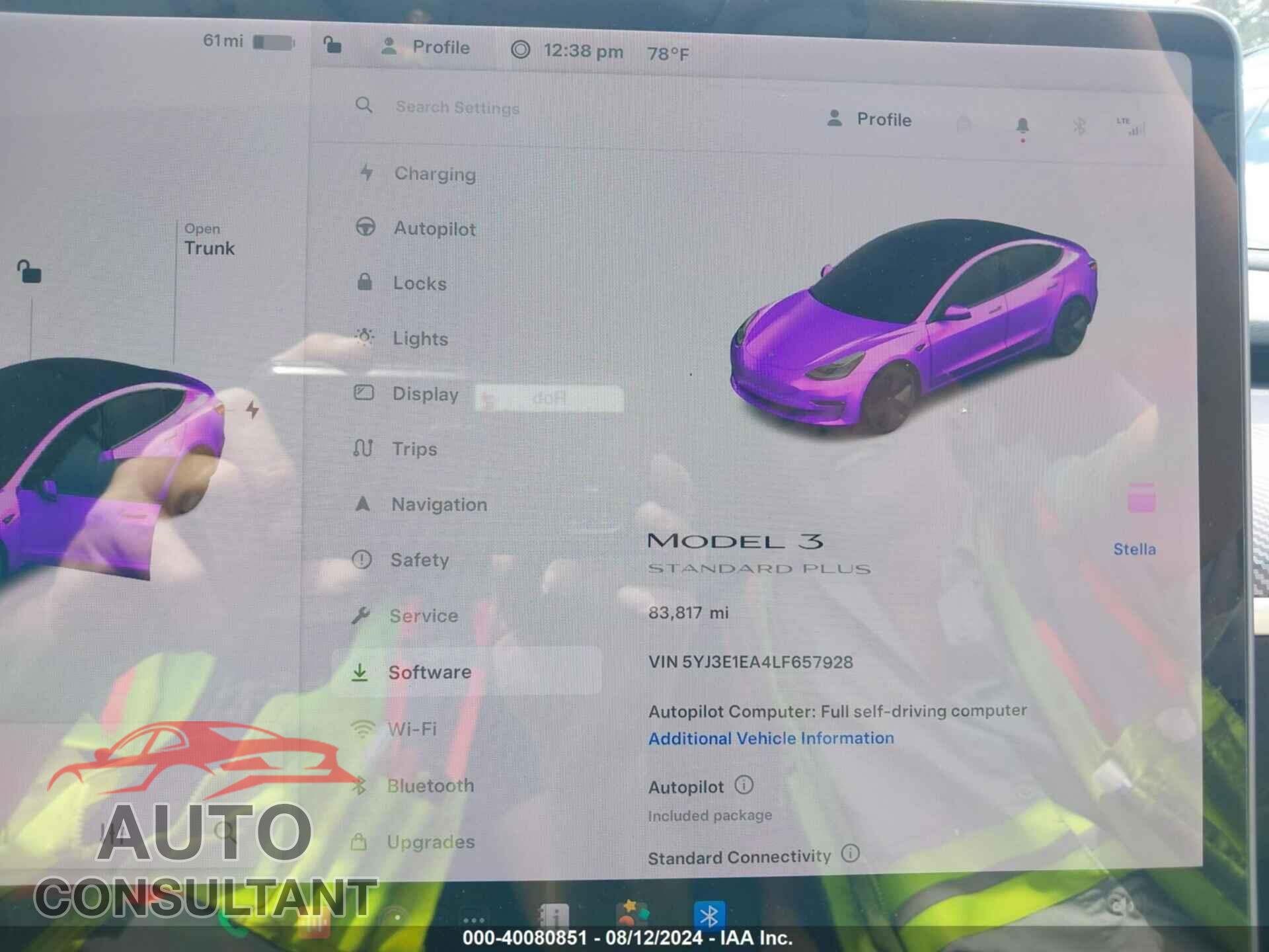 TESLA MODEL 3 2020 - 5YJ3E1EA4LF657928