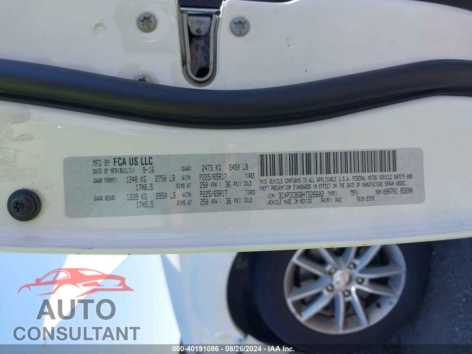 DODGE JOURNEY 2017 - 3C4PDCBG8HT526602