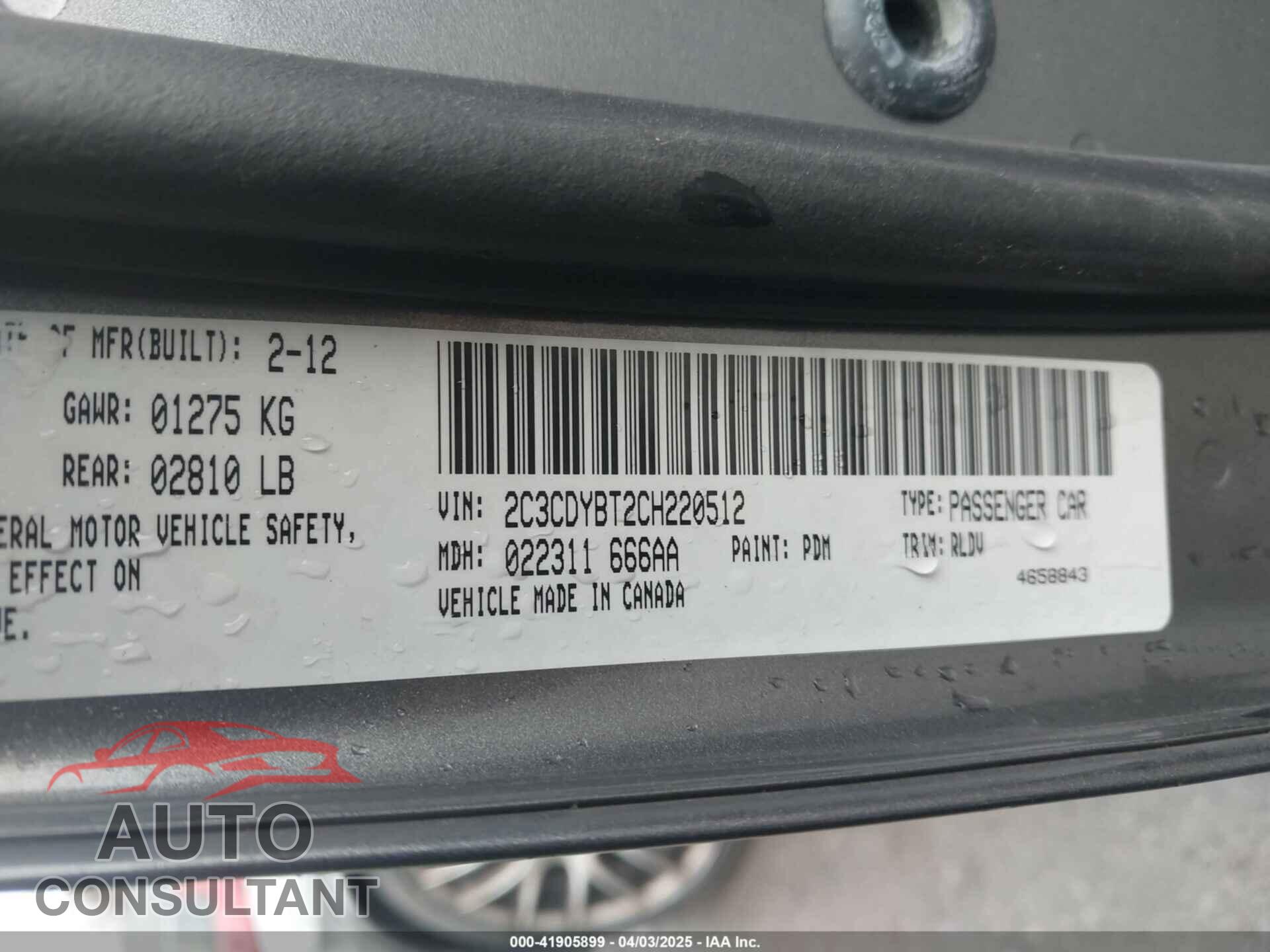 DODGE CHALLENGER 2012 - 2C3CDYBT2CH220512