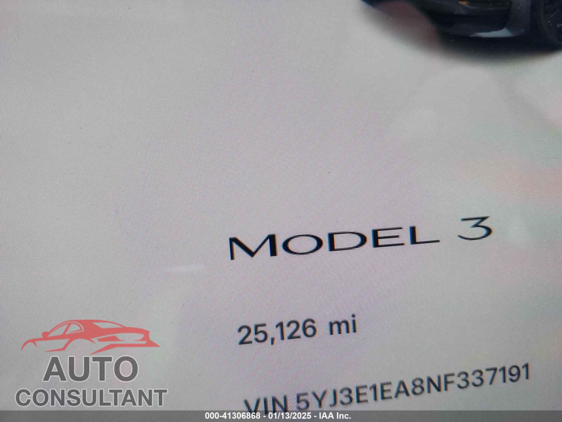 TESLA MODEL 3 2022 - 5YJ3E1EA8NF337191