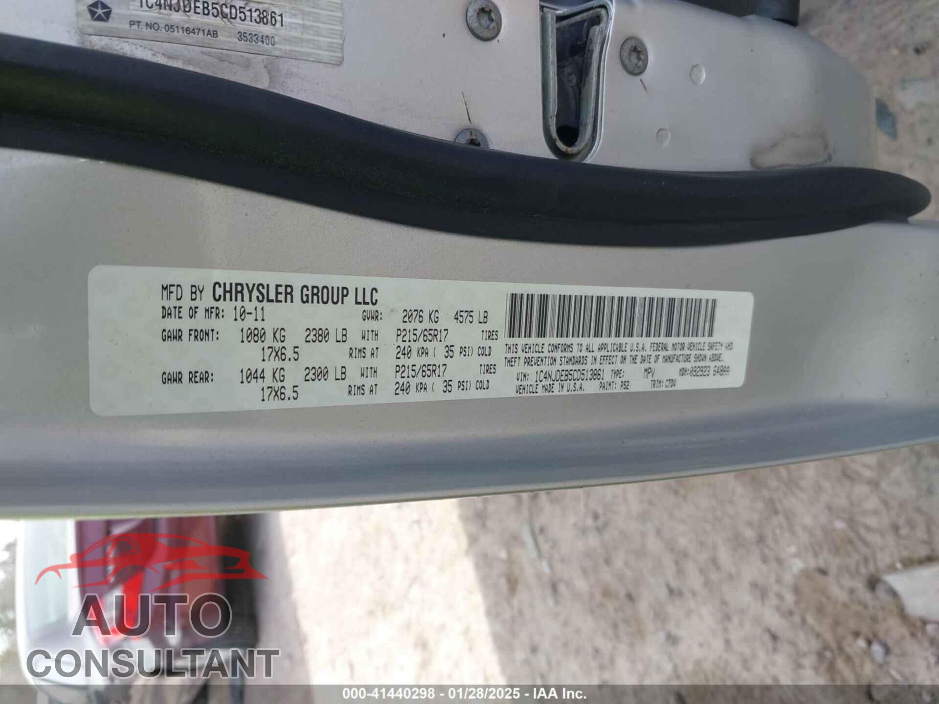 JEEP COMPASS 2012 - 1C4NJDEB5CD513861