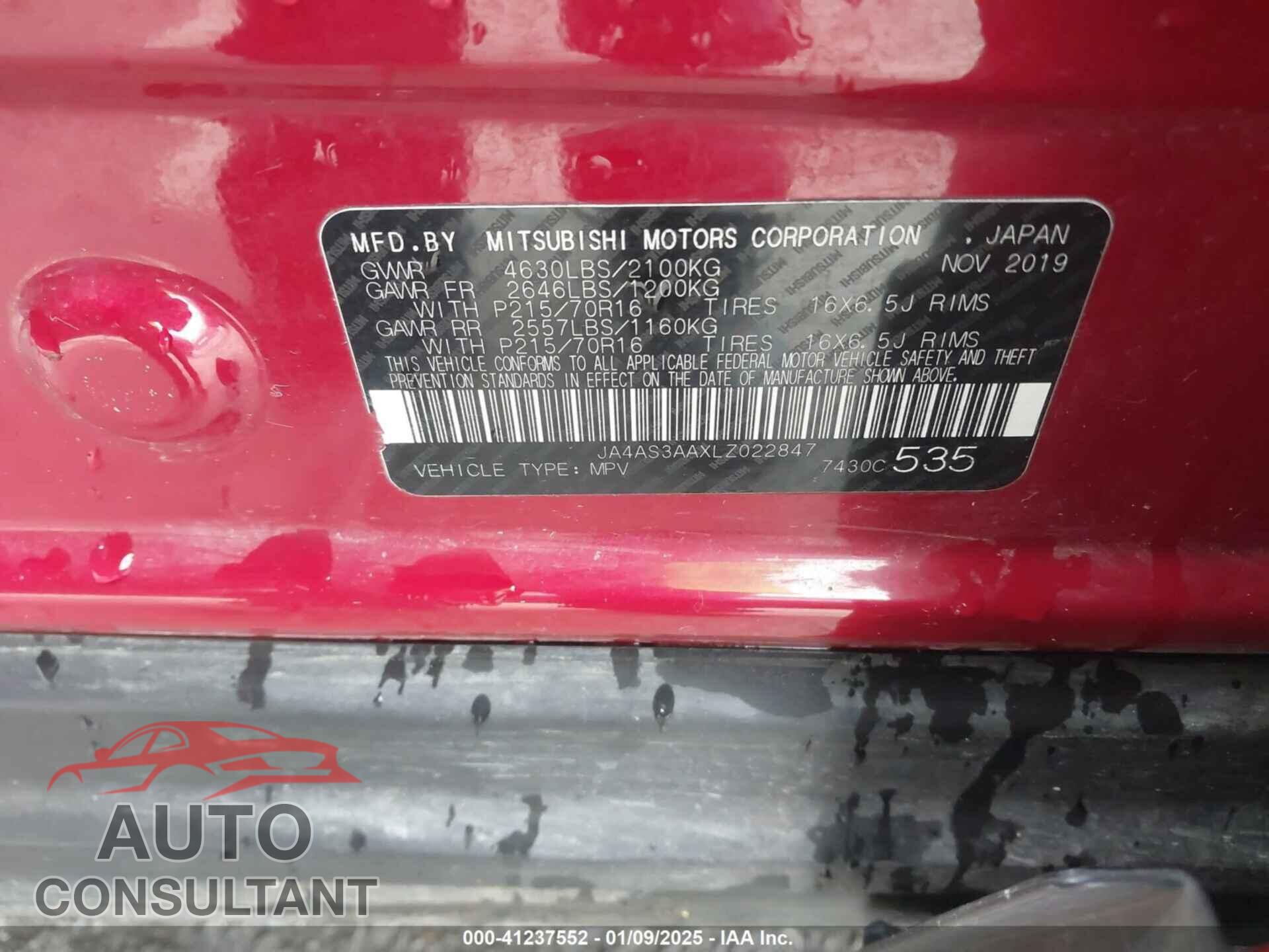 MITSUBISHI ECLIPSE CROSS 2020 - JA4AS3AAXLZ022847