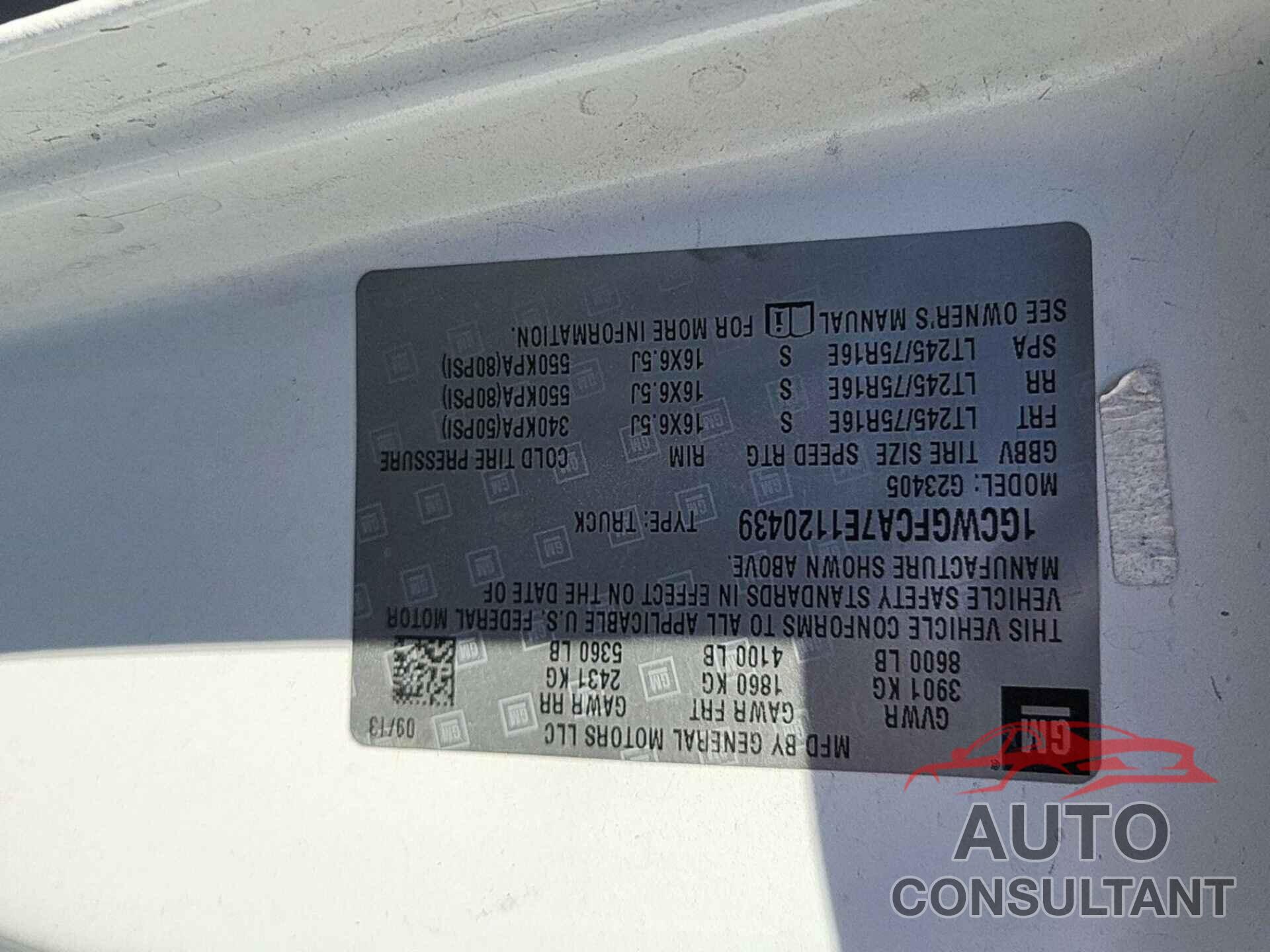 CHEVROLET EXPRESS G2500 2014 - 1GCWGFCA7E1120439