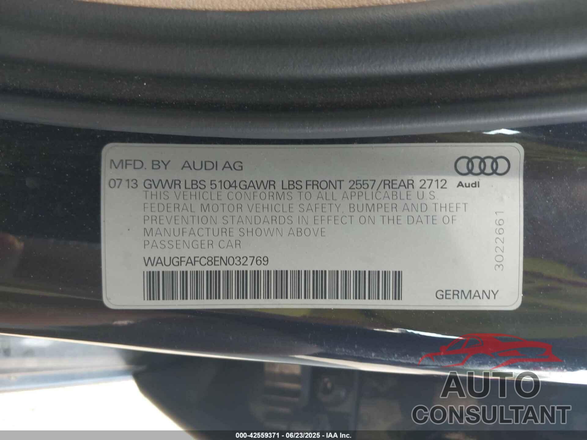AUDI A6 2014 - WAUGFAFC8EN032769