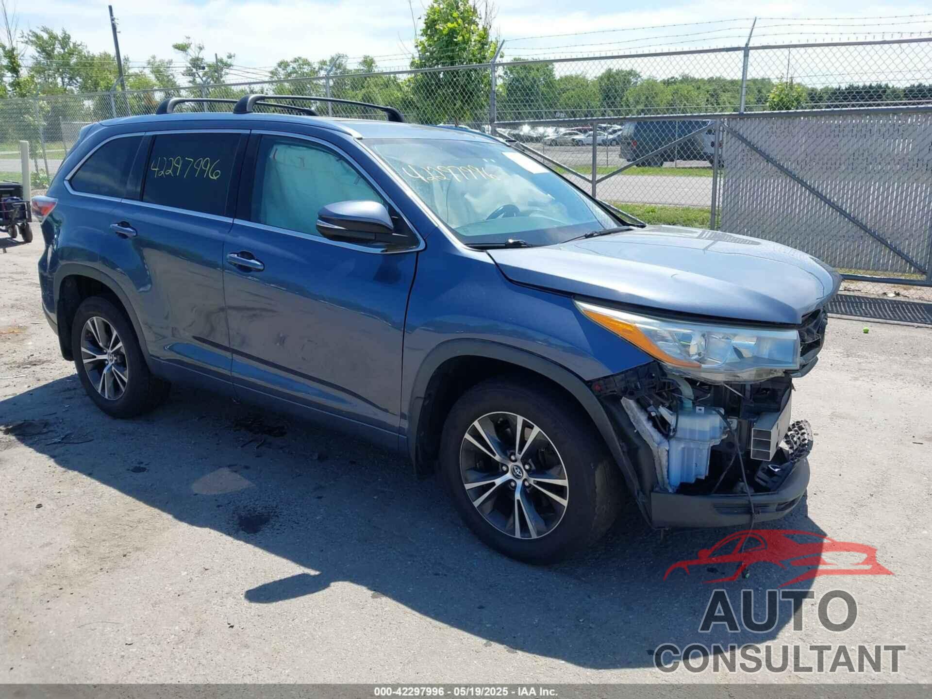 TOYOTA HIGHLANDER 2016 - 5TDJKRFH4GS250123