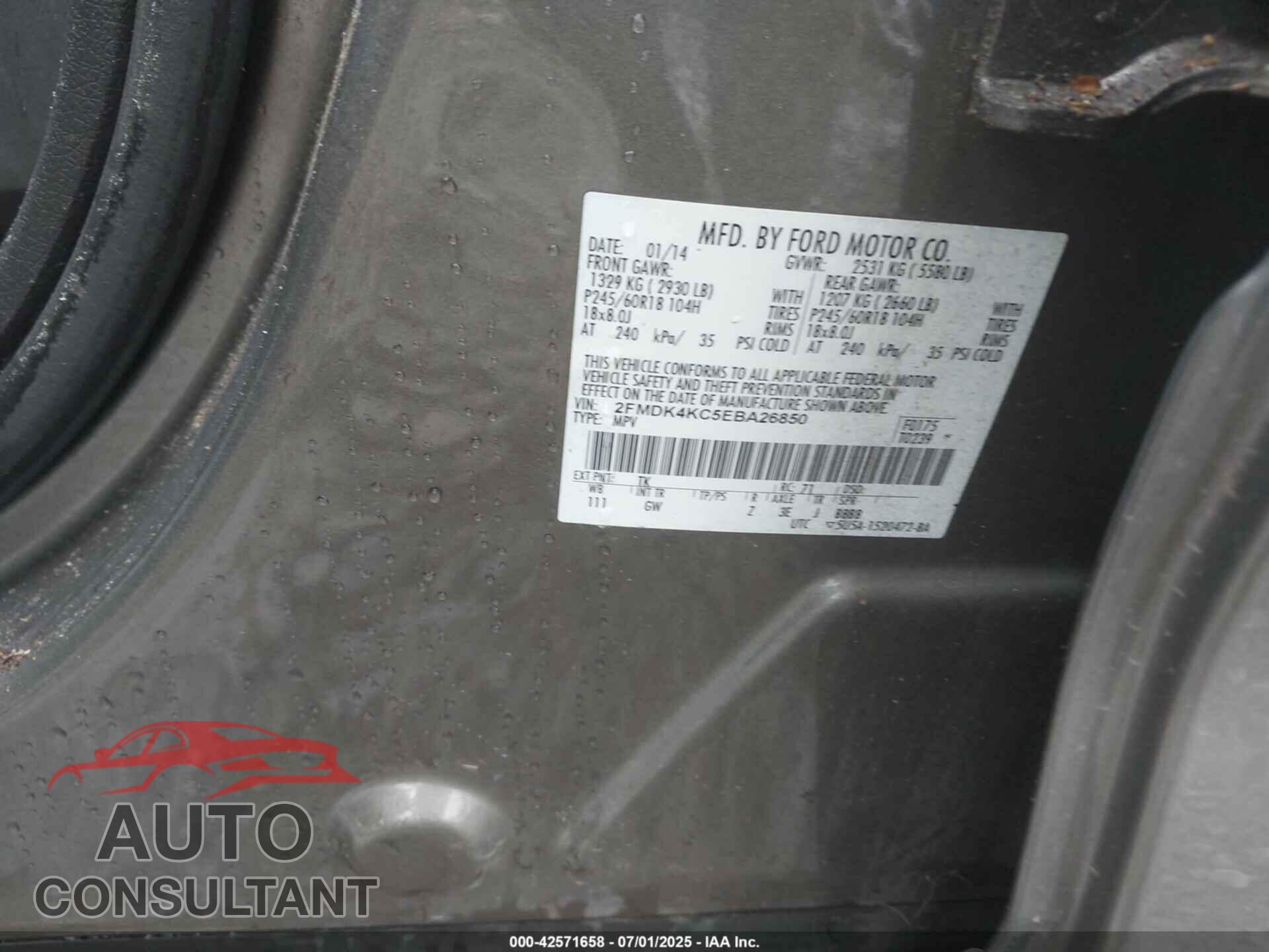 FORD EDGE 2014 - 2FMDK4KC5EBA26850