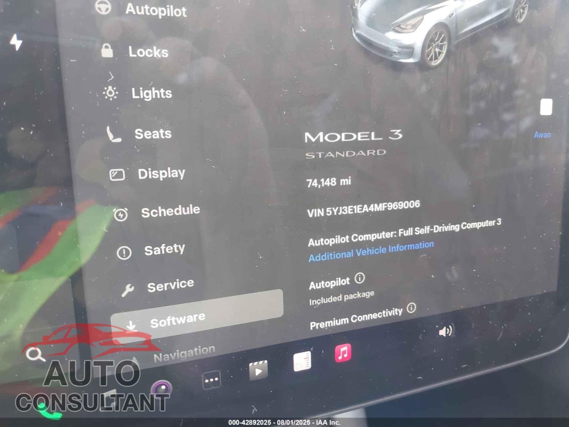 TESLA MODEL 3 2021 - 5YJ3E1EA4MF969006
