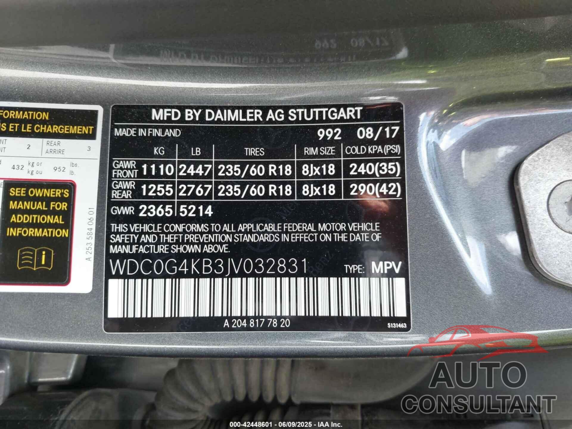MERCEDES-BENZ GLC 300 2018 - WDC0G4KB3JV032831