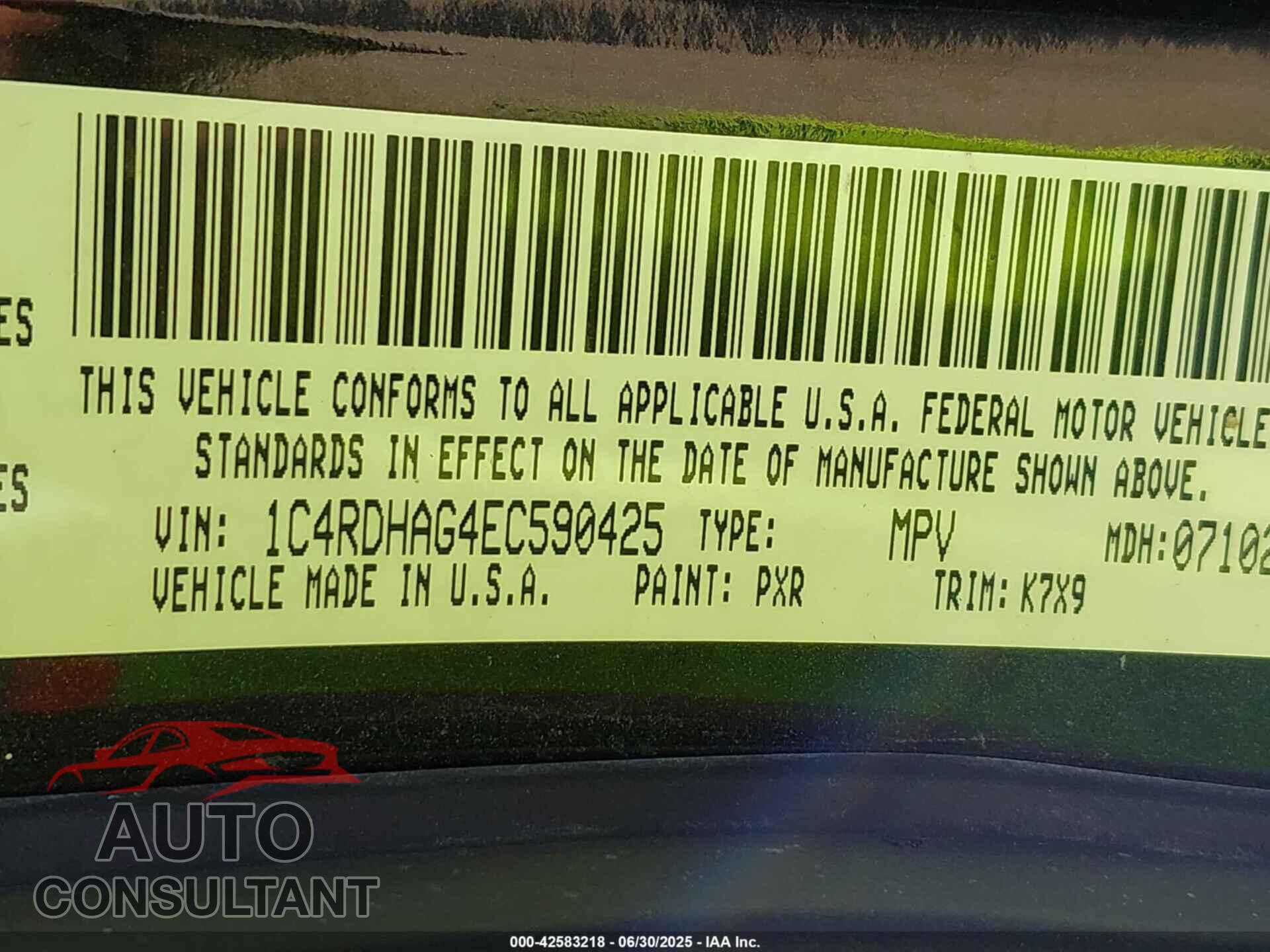 DODGE DURANGO 2014 - 1C4RDHAG4EC590425
