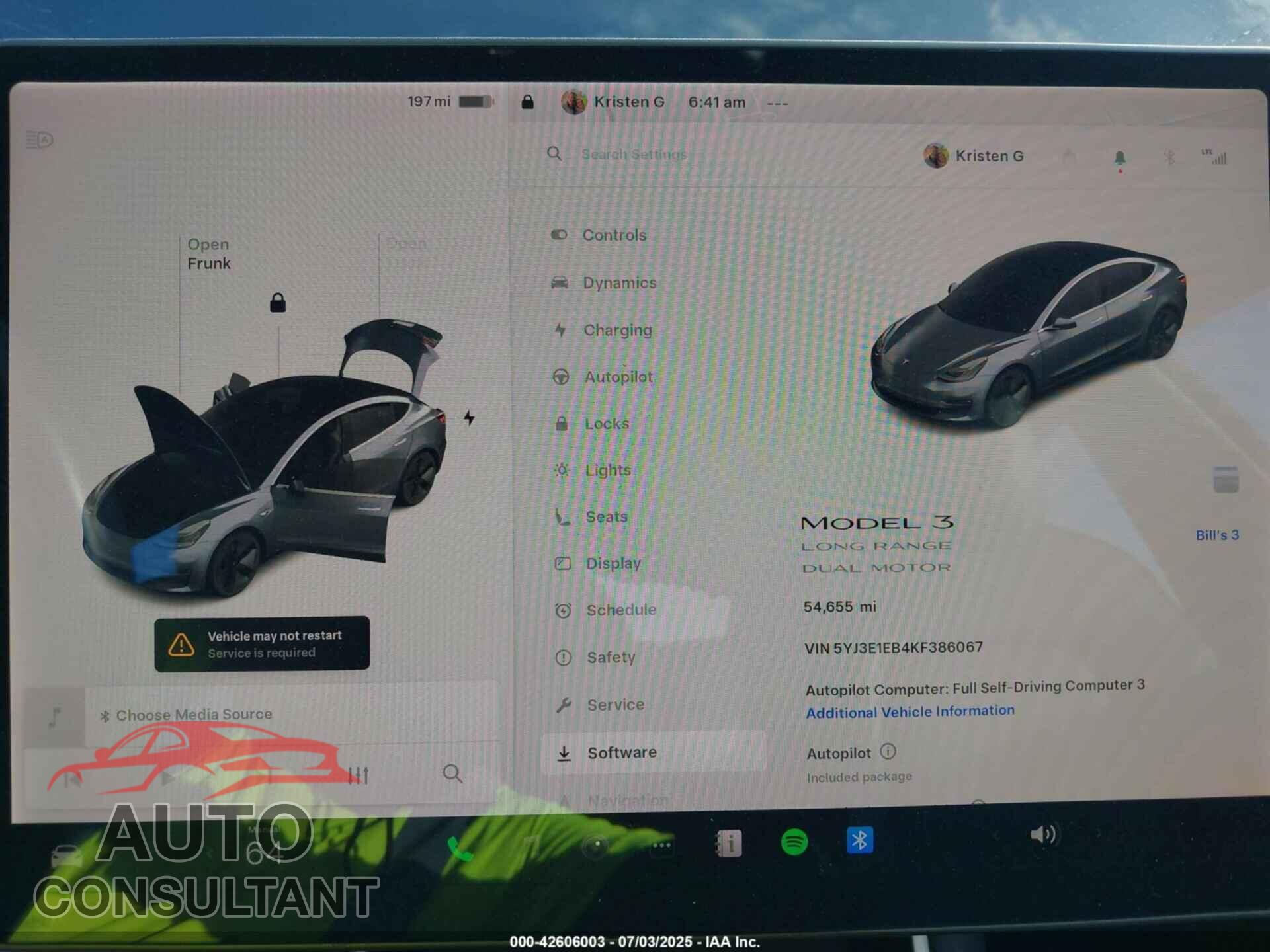 TESLA MODEL 3 2019 - 5YJ3E1EB4KF386067