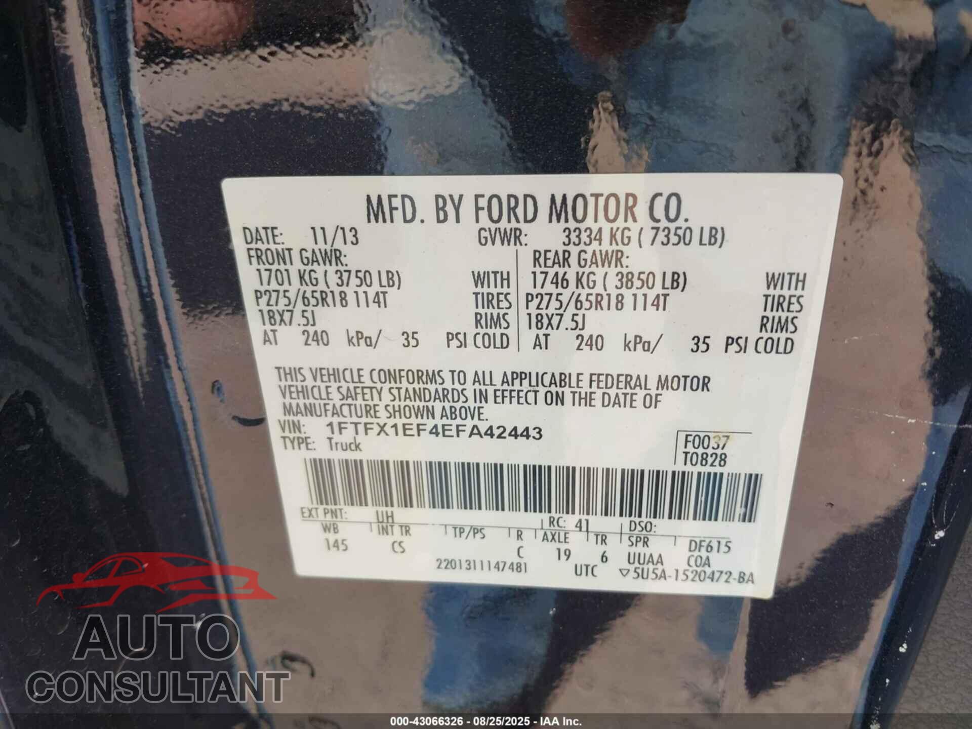 FORD F-150 2014 - 1FTFX1EF4EFA42443
