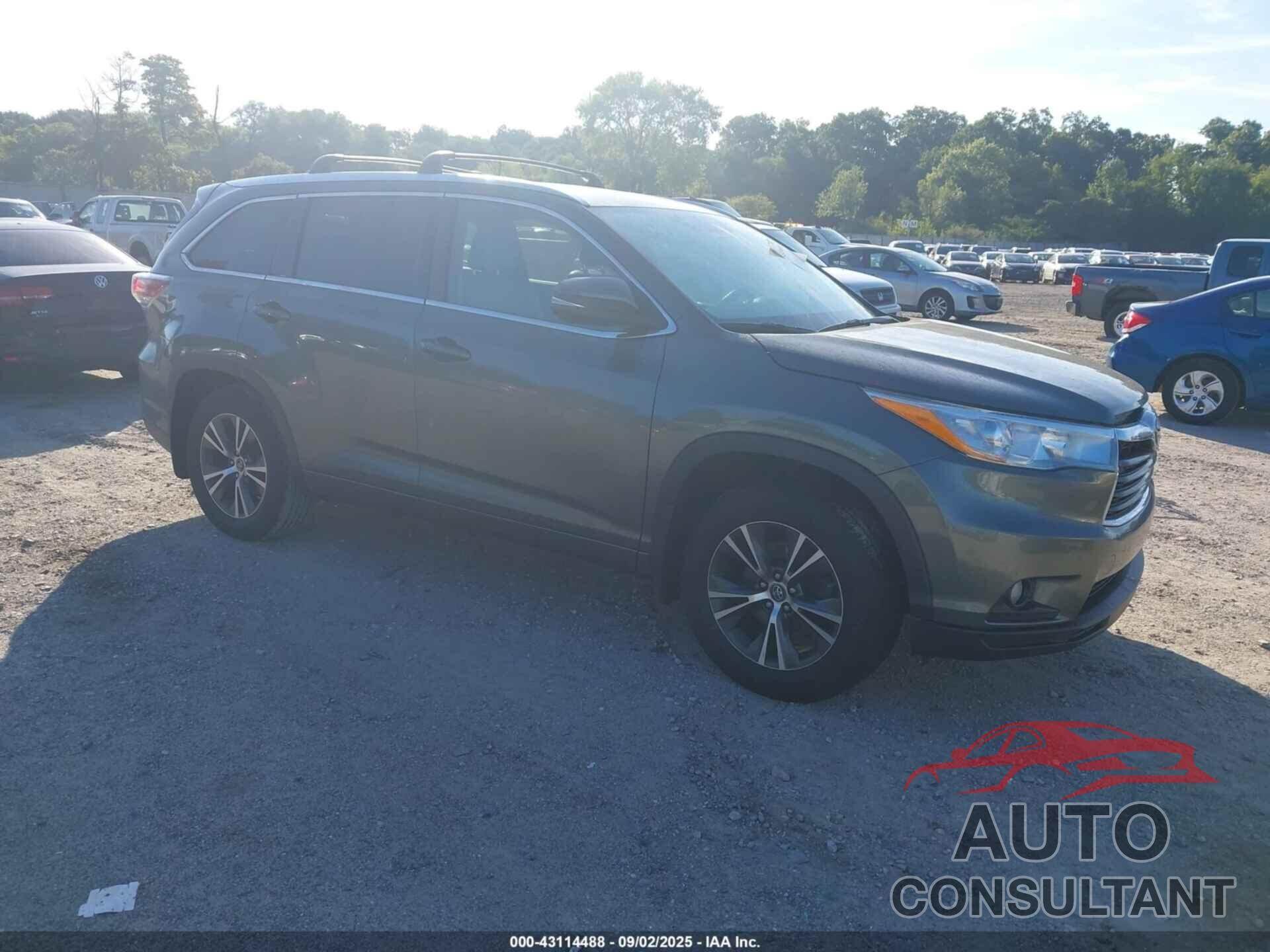 TOYOTA HIGHLANDER 2016 - 5TDJKRFH1GS346291