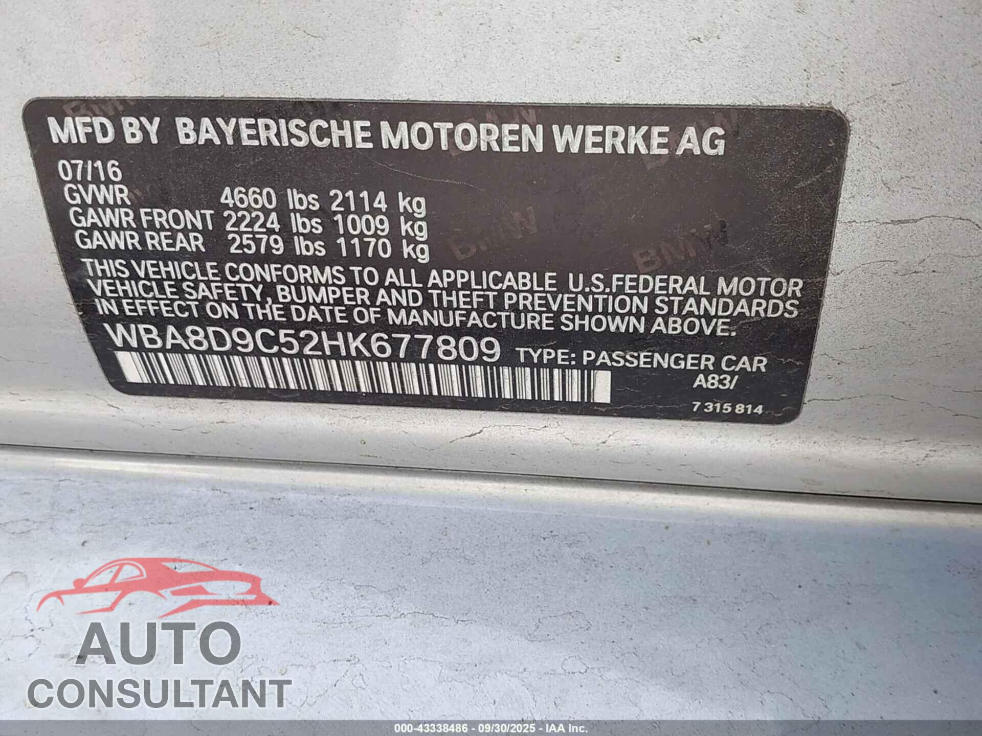 BMW 330I 2017 - WBA8D9C52HK677809