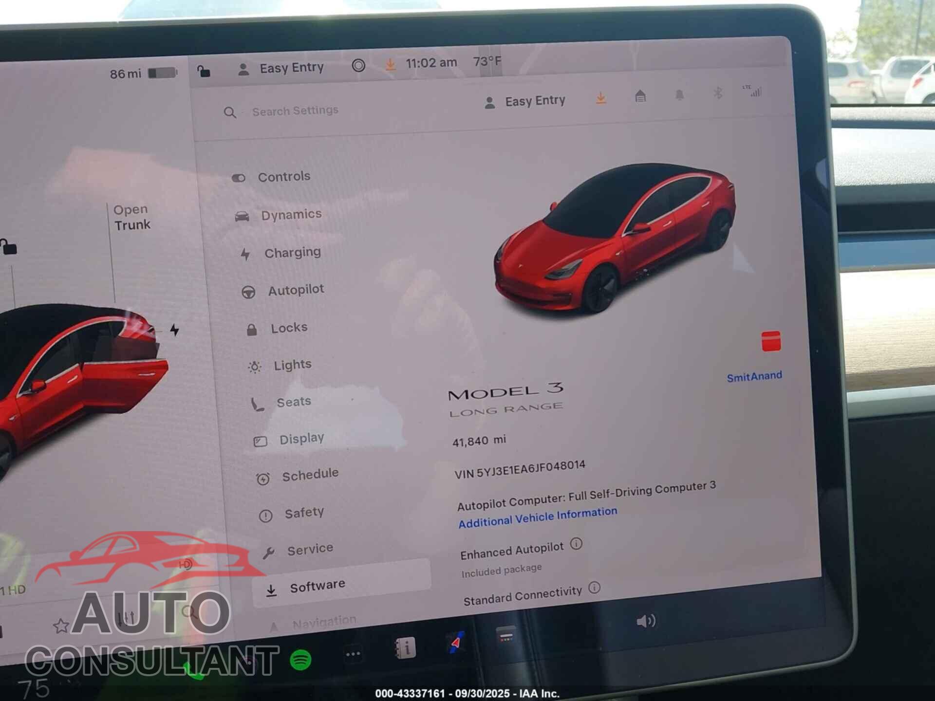TESLA MODEL 3 2018 - 5YJ3E1EA6JF048014