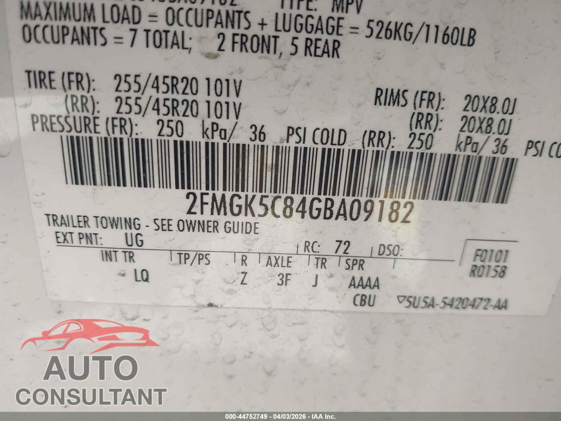 FORD FLEX 2016 - 2FMGK5C84GBA09182