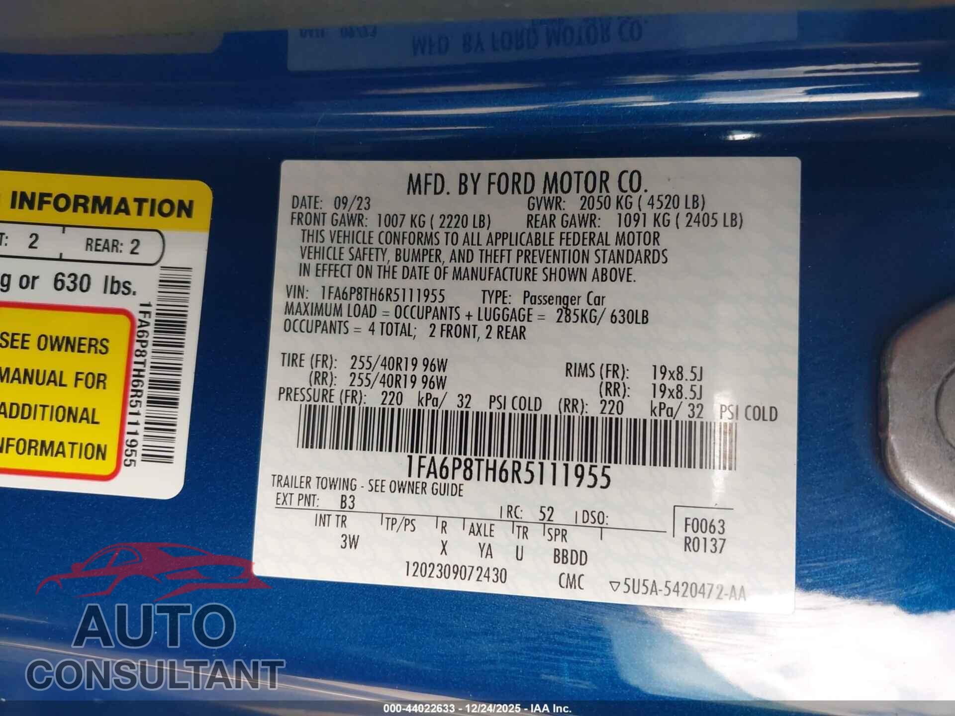 FORD MUSTANG 2024 - 1FA6P8TH6R5111955