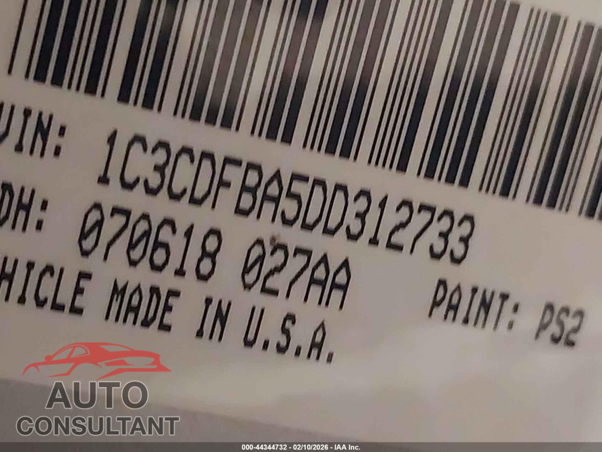 DODGE DART 2013 - 1C3CDFBA5DD312733