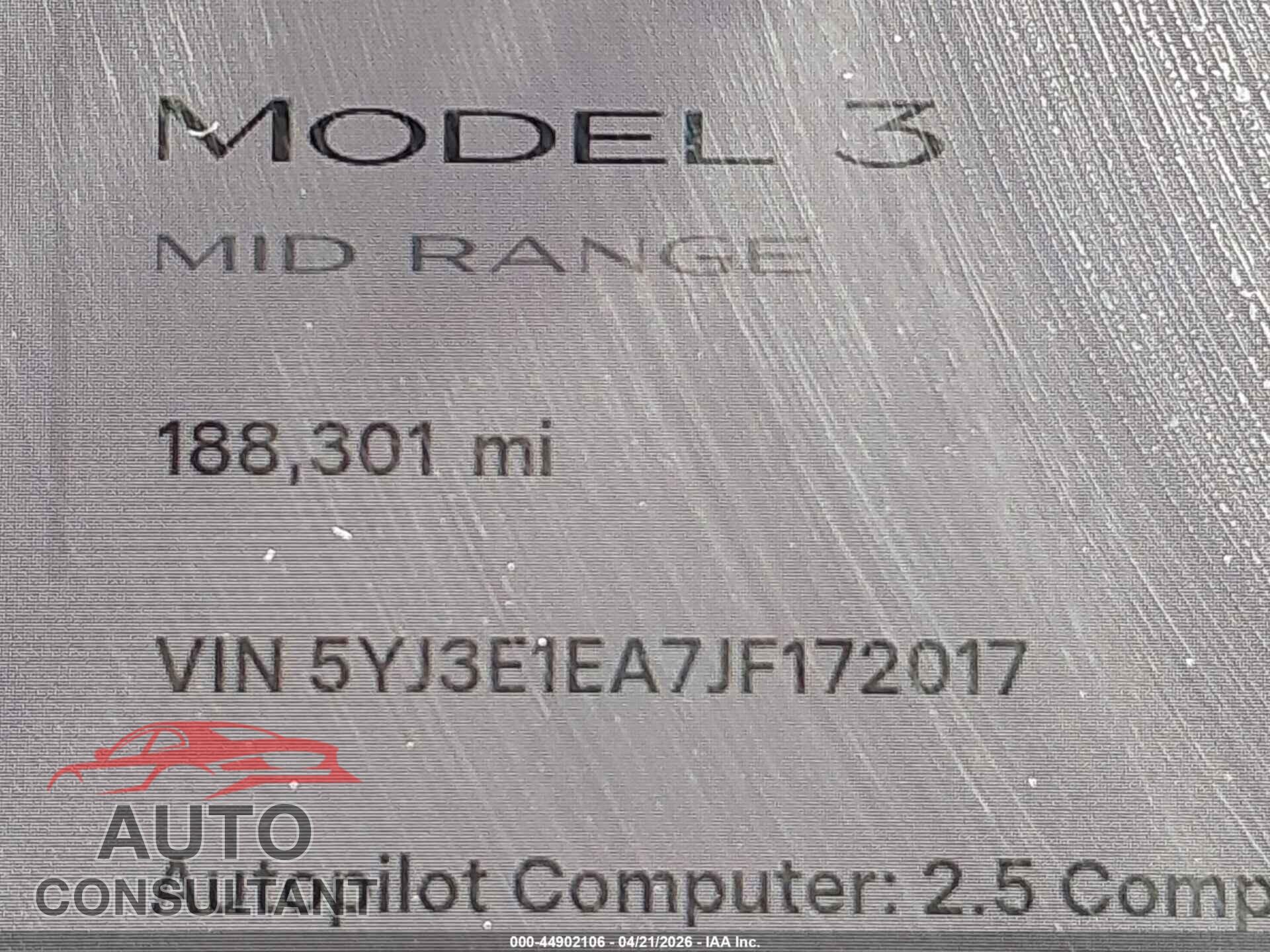 TESLA MODEL 3 2018 - 5YJ3E1EA7JF172017