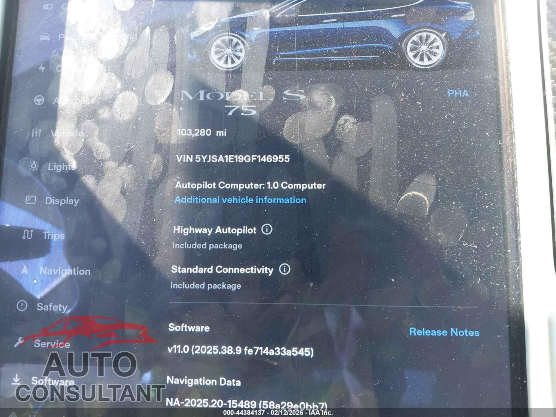 TESLA MODEL S 2016 - 5YJSA1E19GF146955