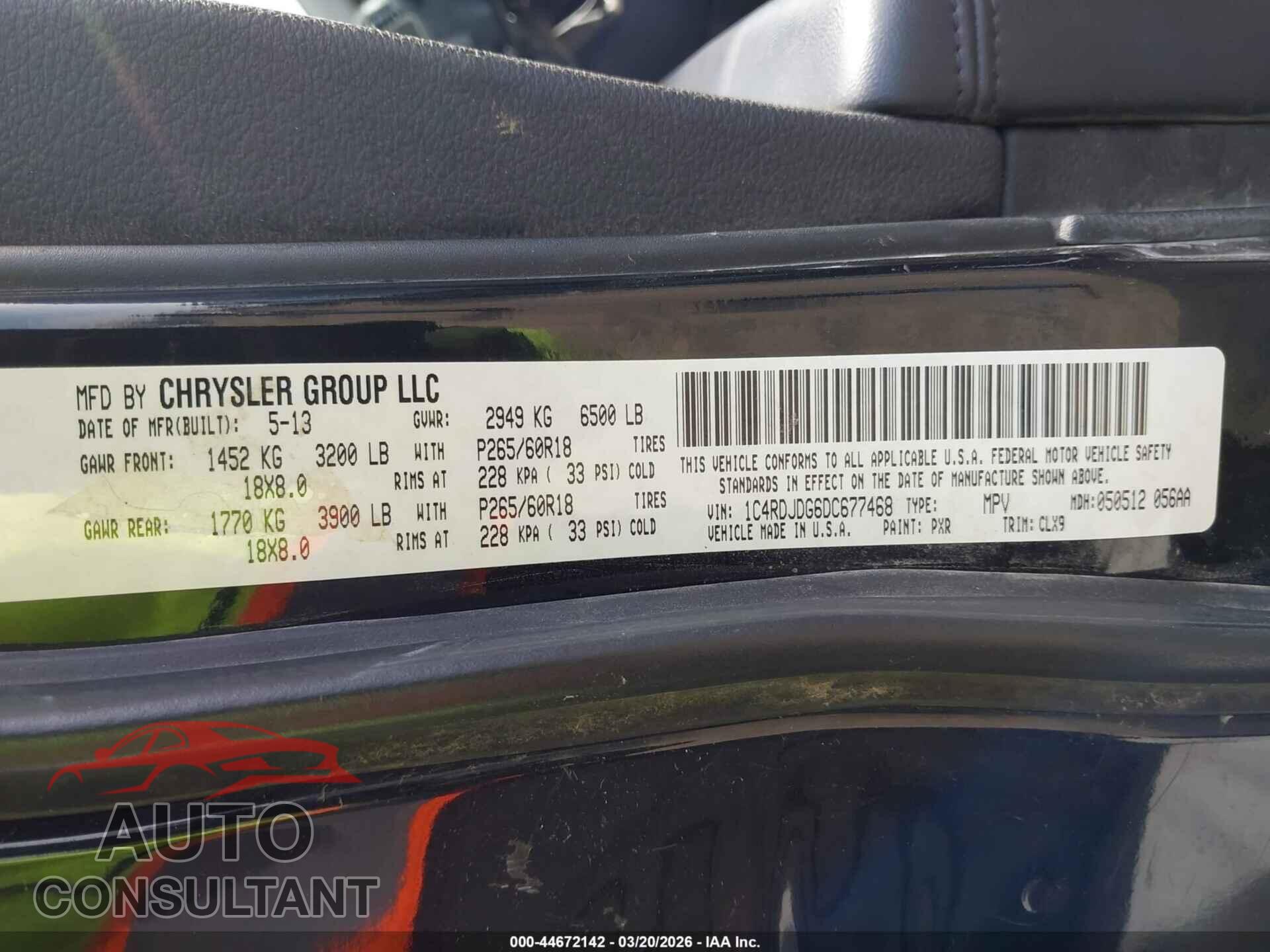 DODGE DURANGO 2013 - 1C4RDJDG6DC677468